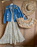 Load image into Gallery viewer, Denim Gold Metallic Beaded Jacket
