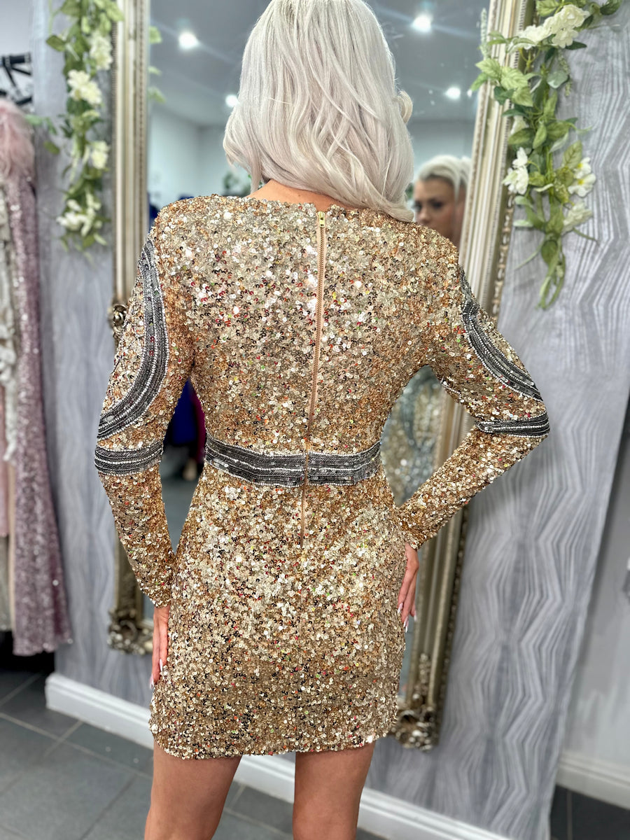 Diamond For Eden Gold Embellished Mini Dress – jadel-boutique