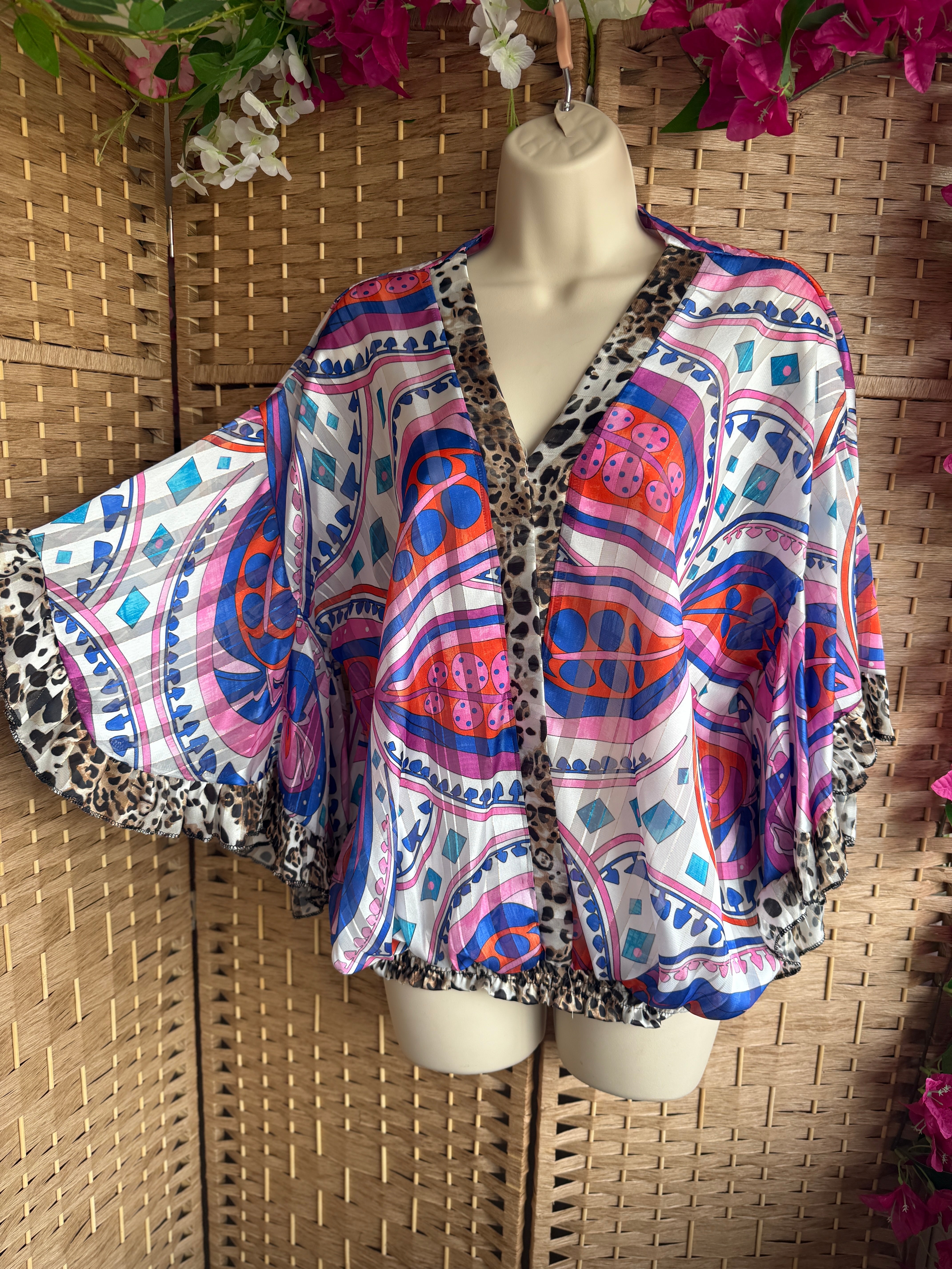 Jeff Gallano Purple Lepoard Gold Thread Top