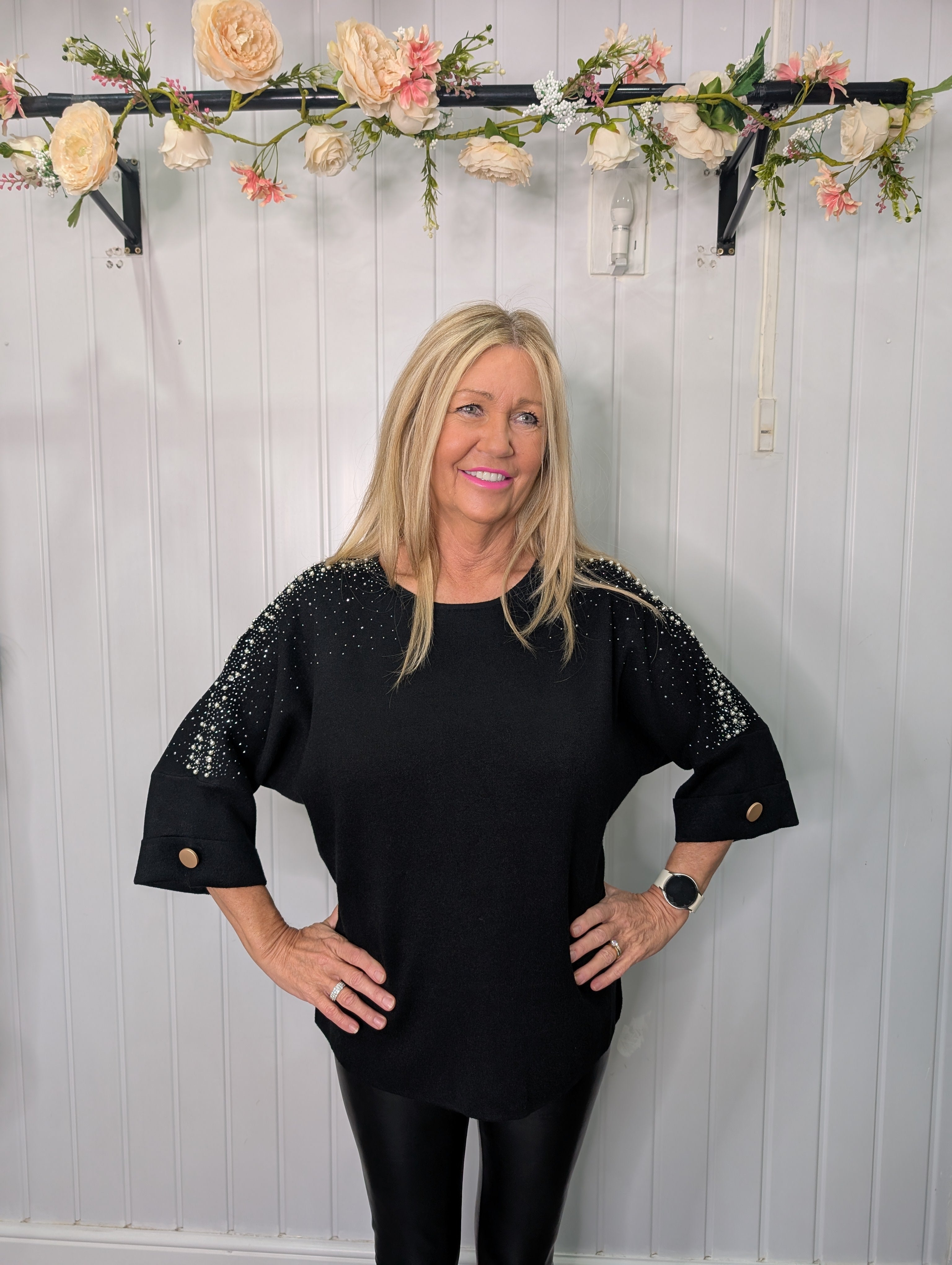 Black Diamante Pearl Jumper