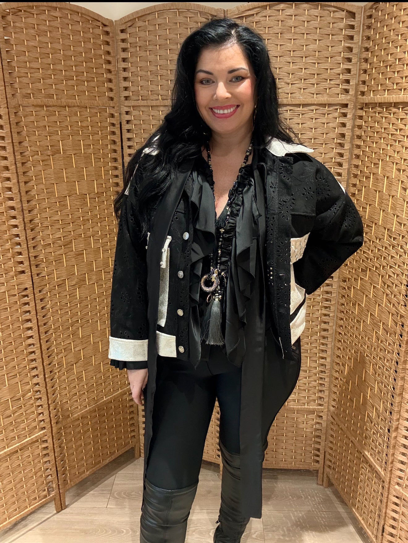 Black Suede Metallic Diamante Jacket