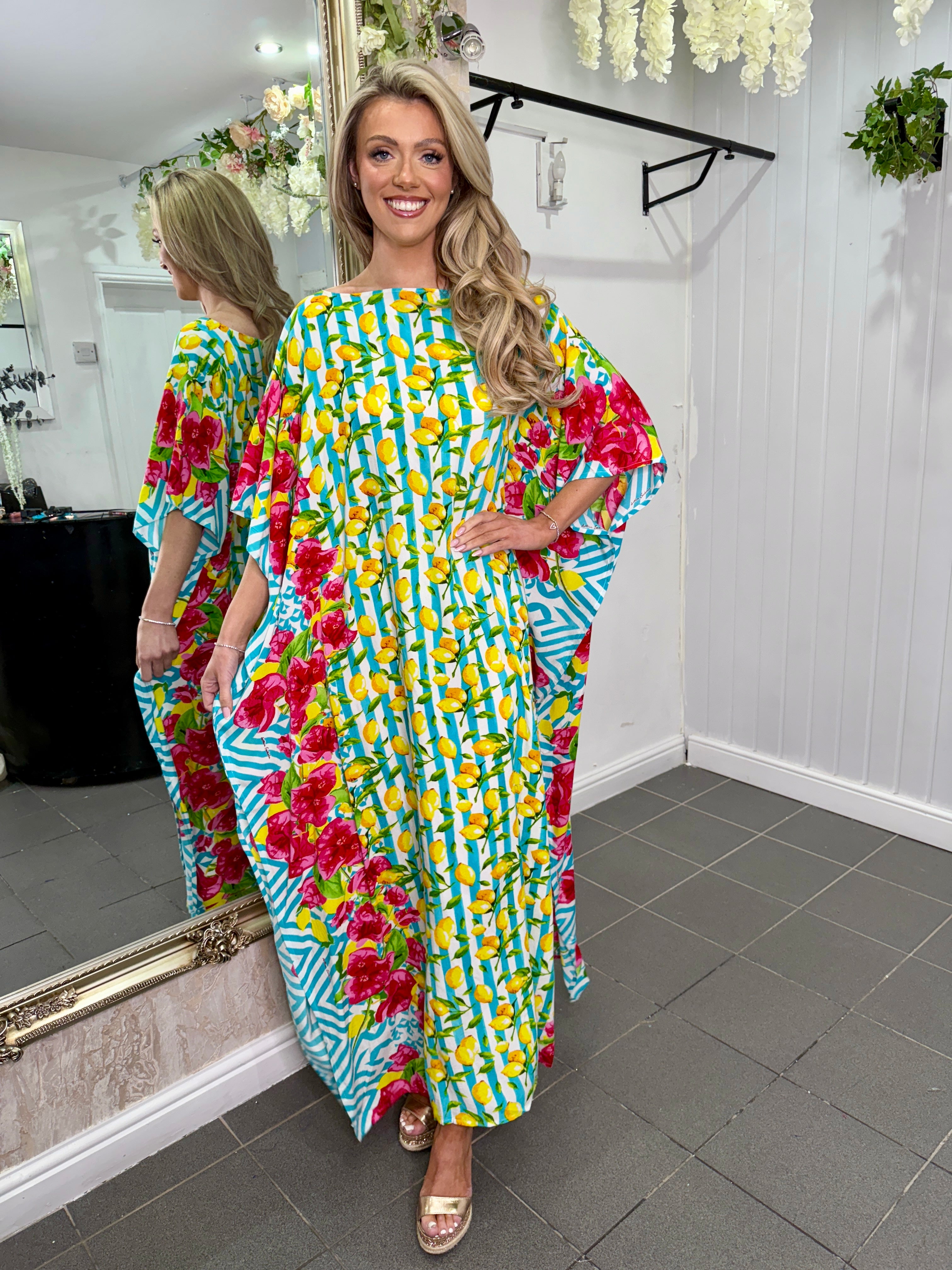 Lemon And Red Kaftan Dress