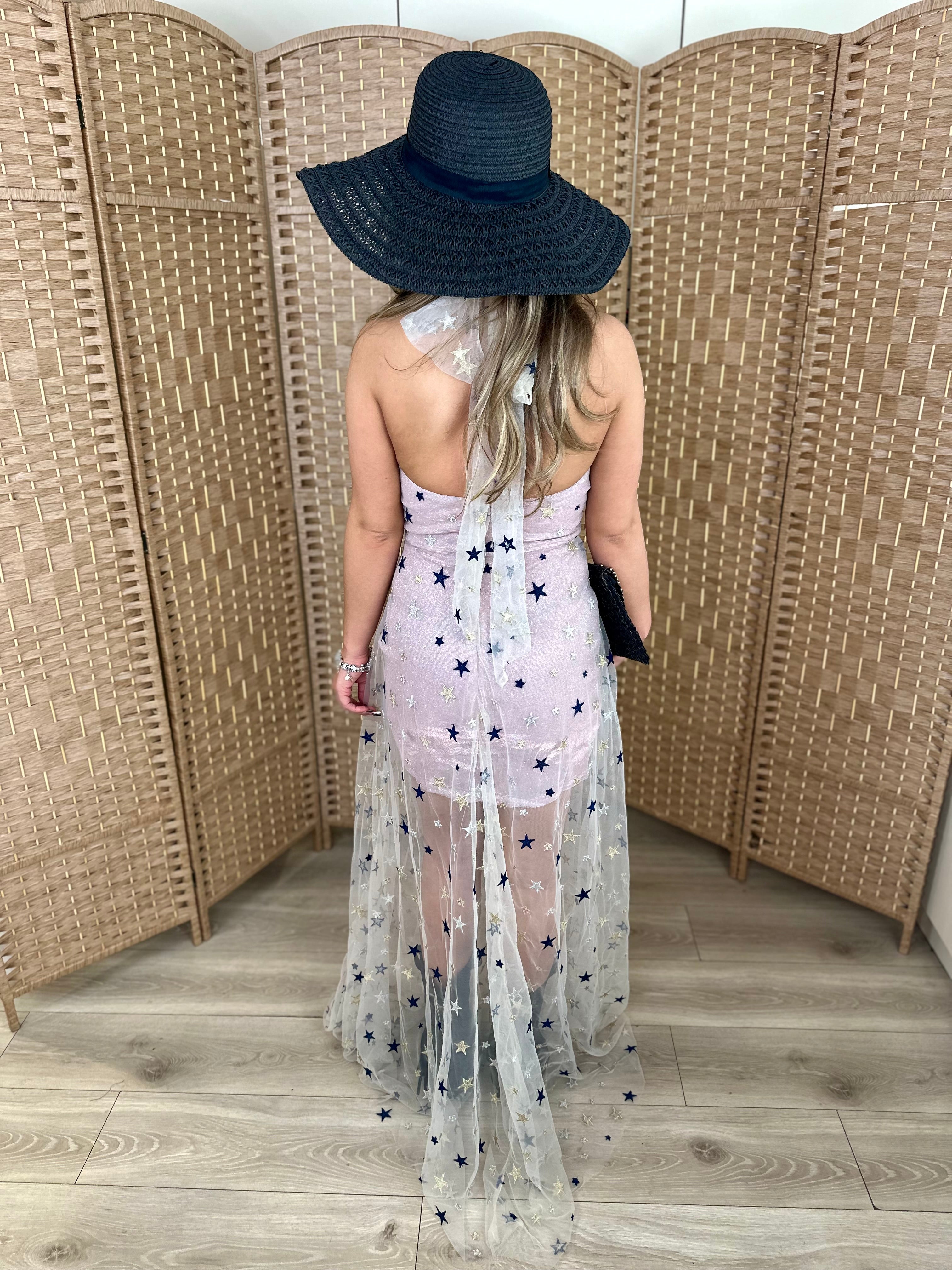 Nude Glitter Star Maxi Dress