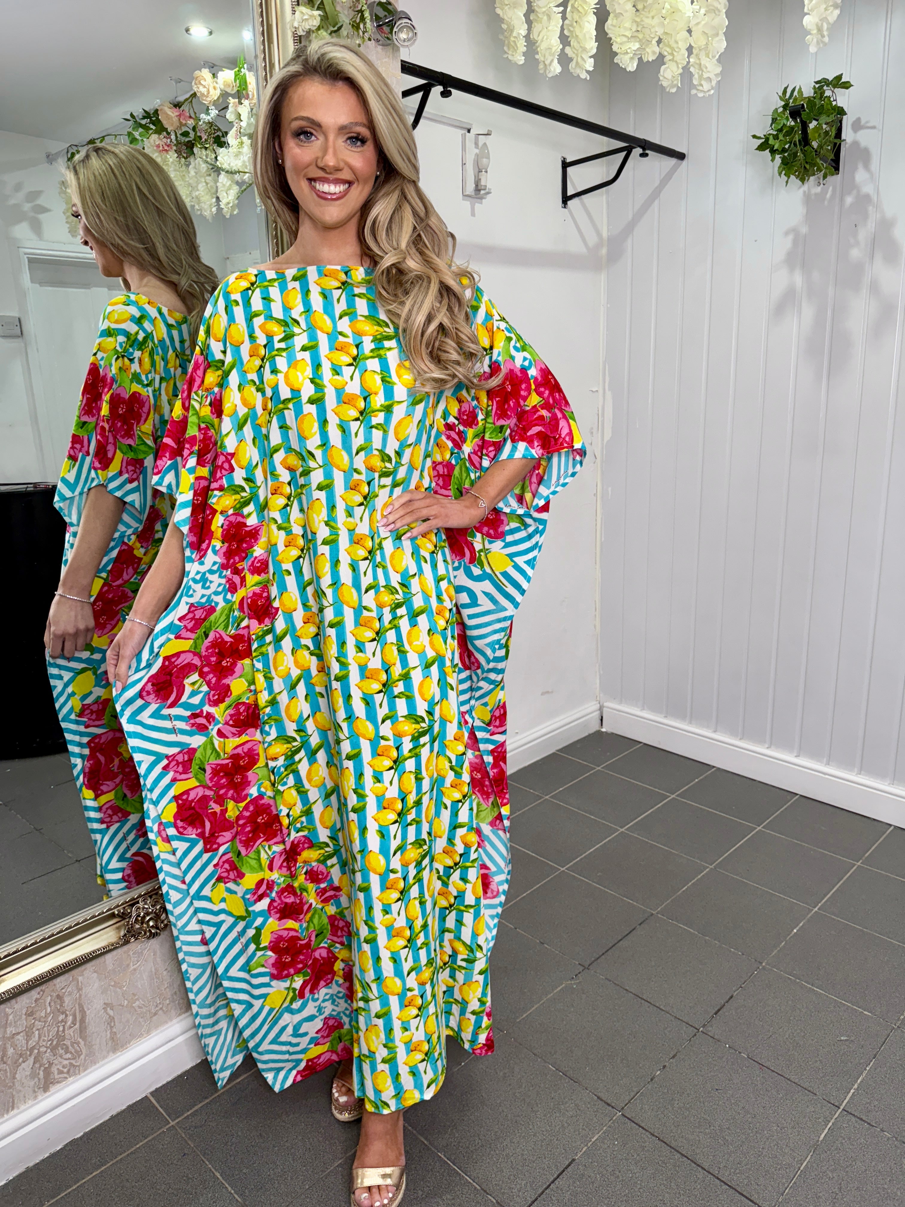 Lemon And Red Kaftan Dress