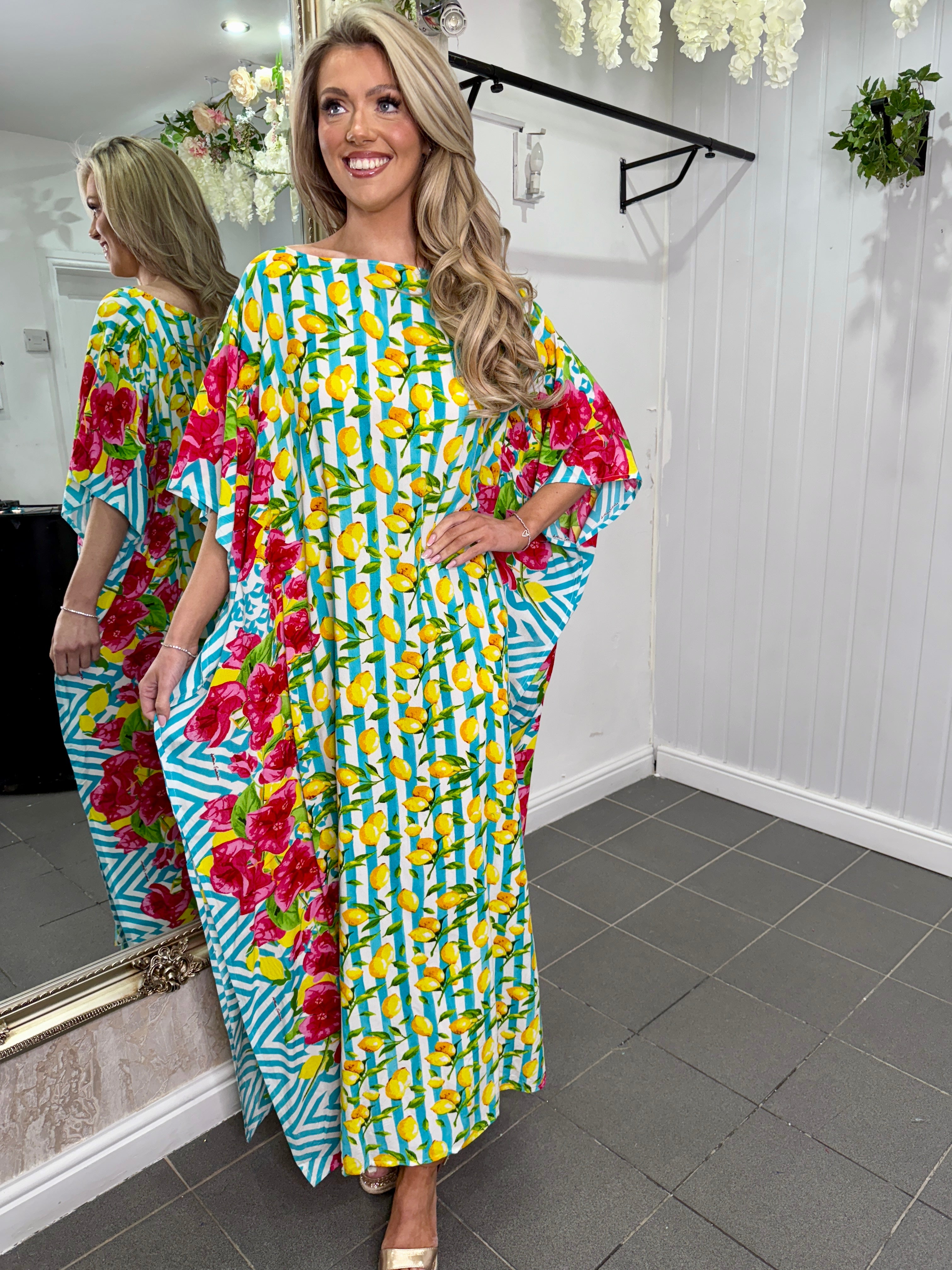 Lemon And Red Kaftan Dress