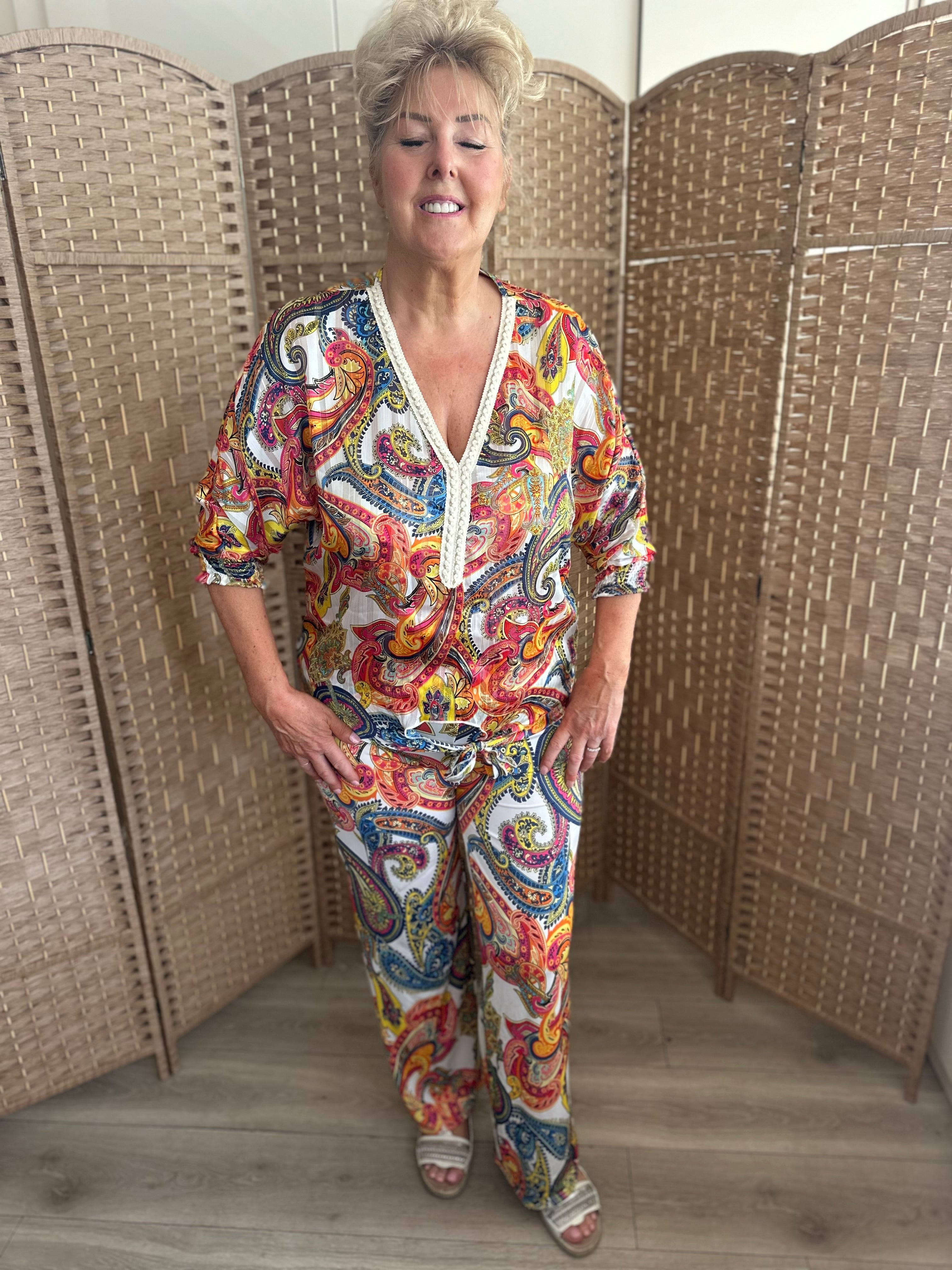 Orange Paisley Gold Thread Tie Lounge Suit