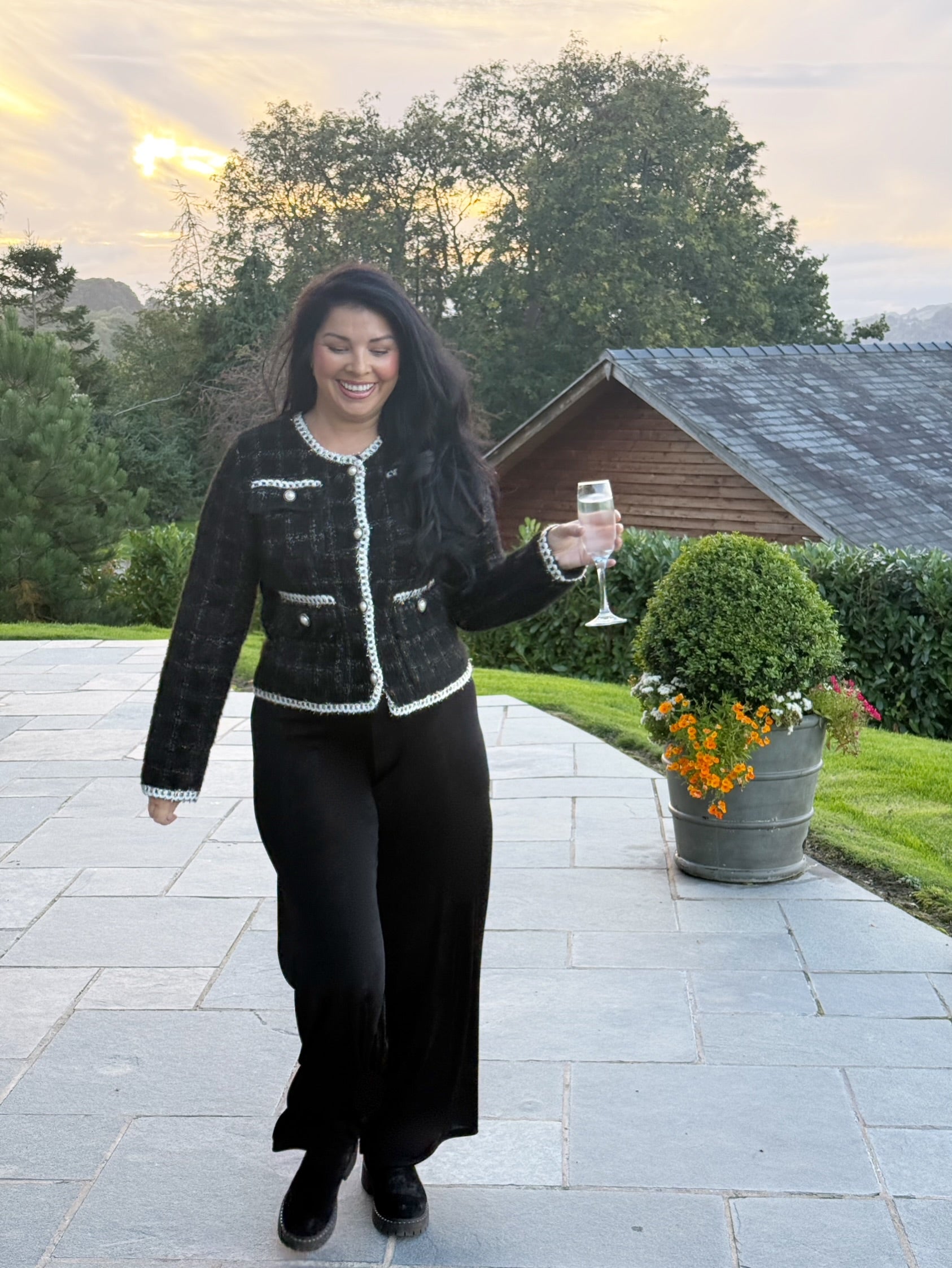 Black Soft Knit Gold Thread Cardigan