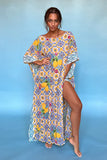 Load image into Gallery viewer, Yellow & Blue Kaftan Dress