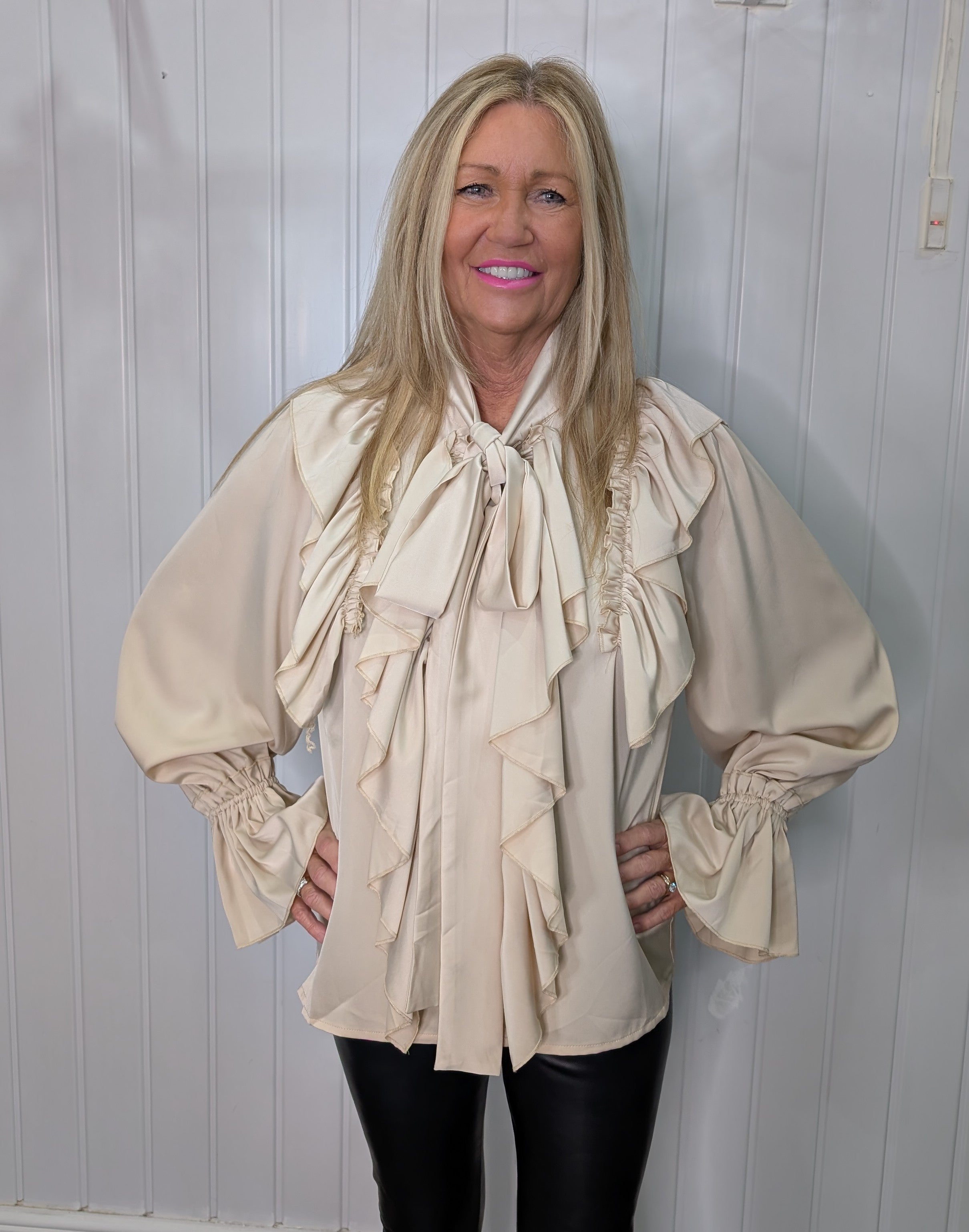Beige Ruffle Frill Shirt