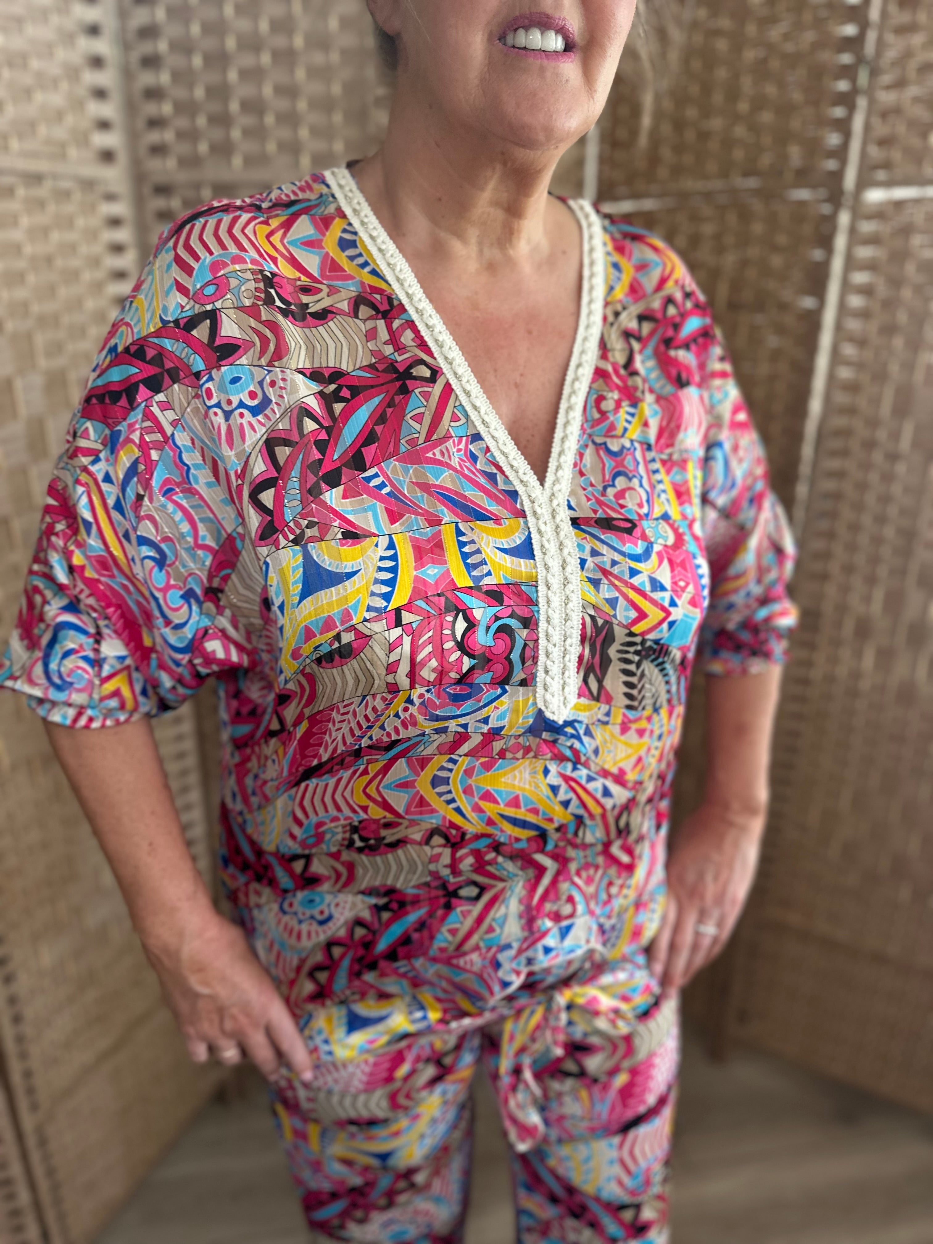 Pink Paisley Gold Thread Tie Lounge Suit