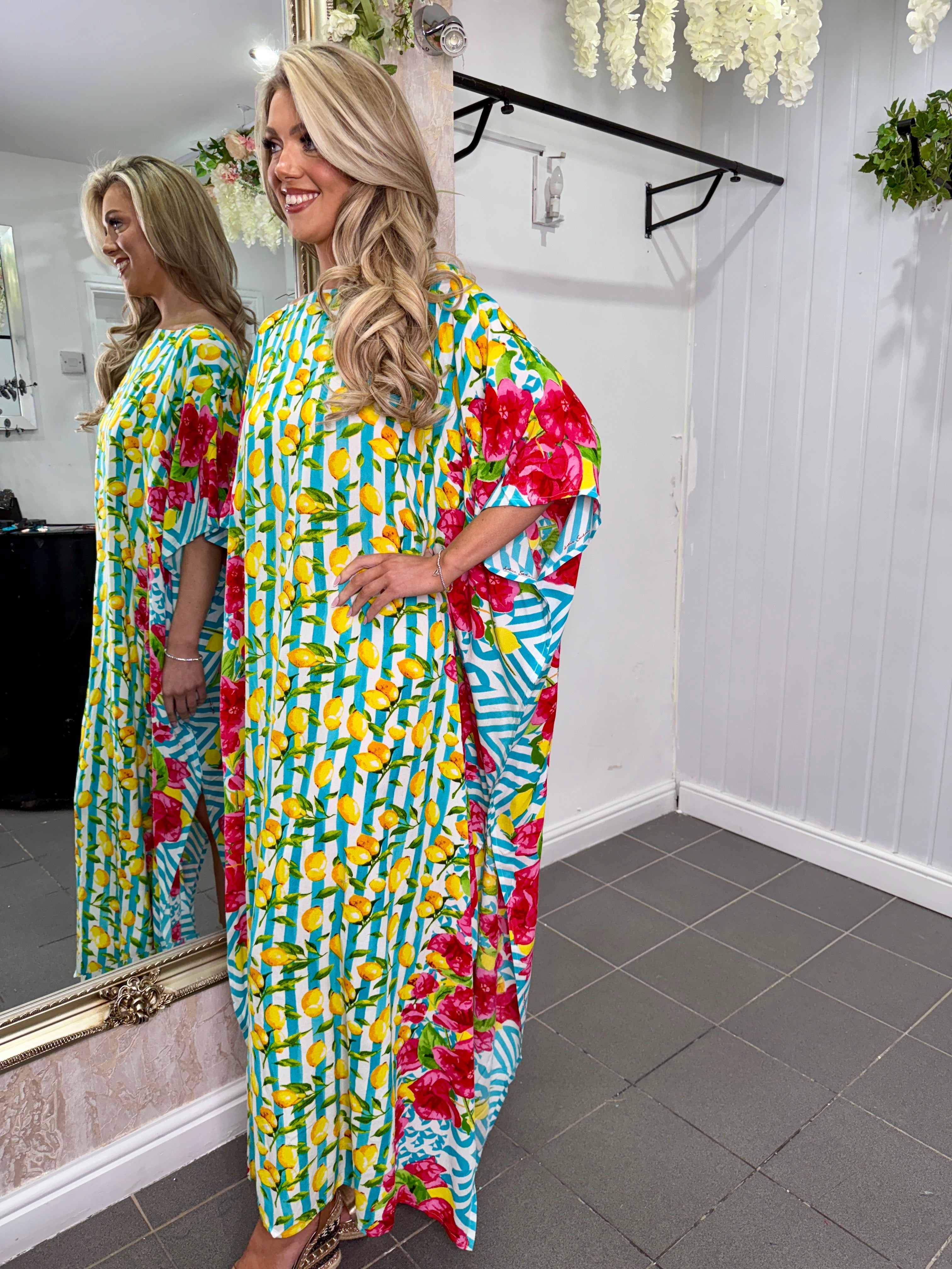 Lemon And Red Kaftan Dress