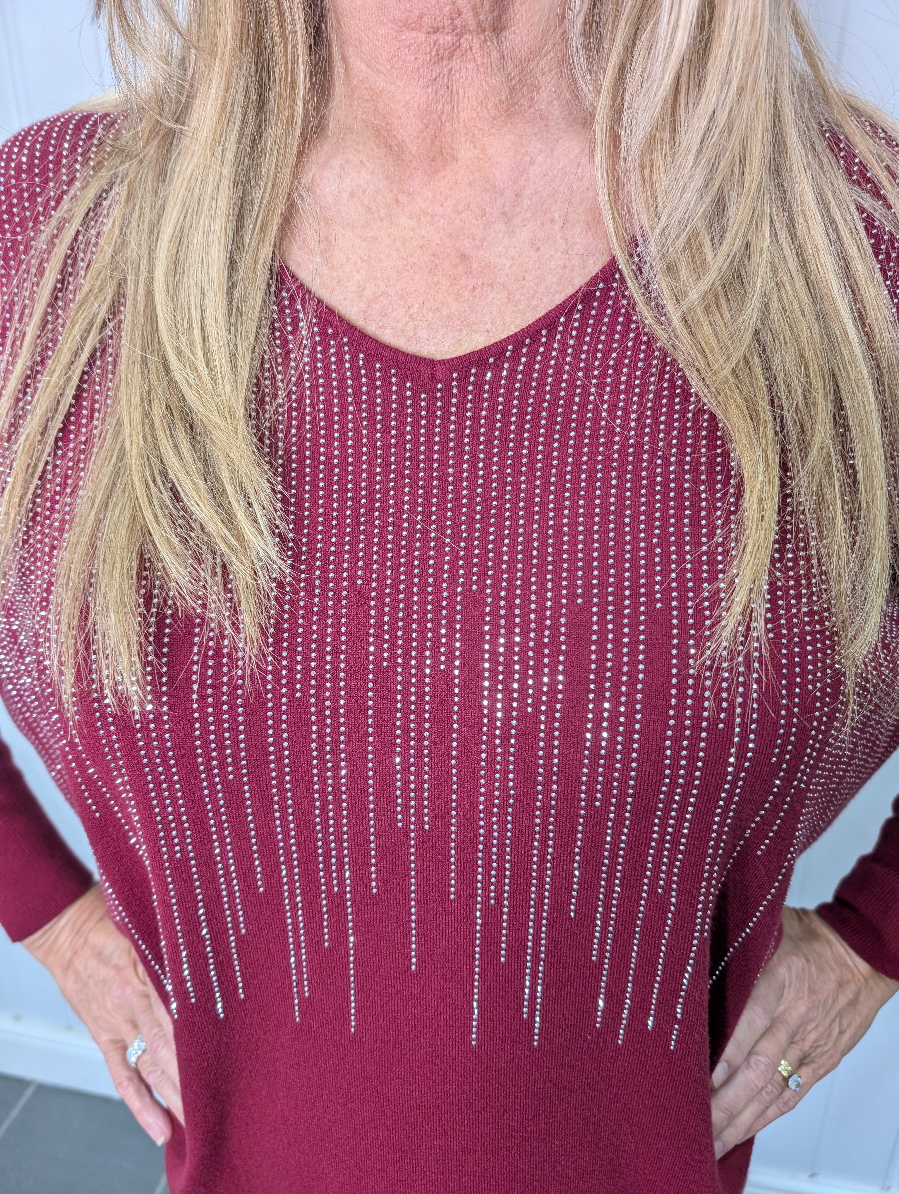 Burgundy Diamante Jumper