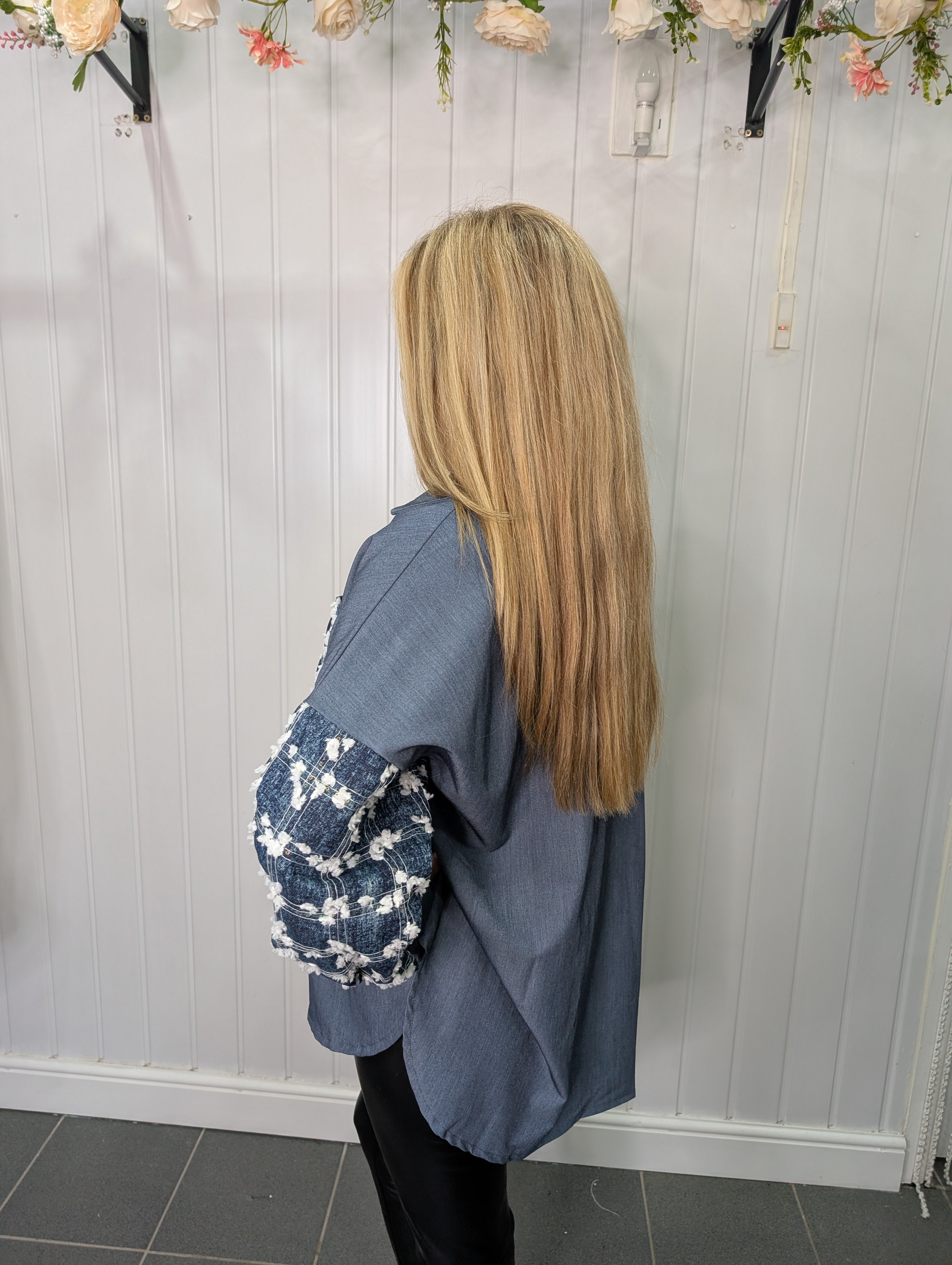 Blue Tweed sequin Spec Shirt