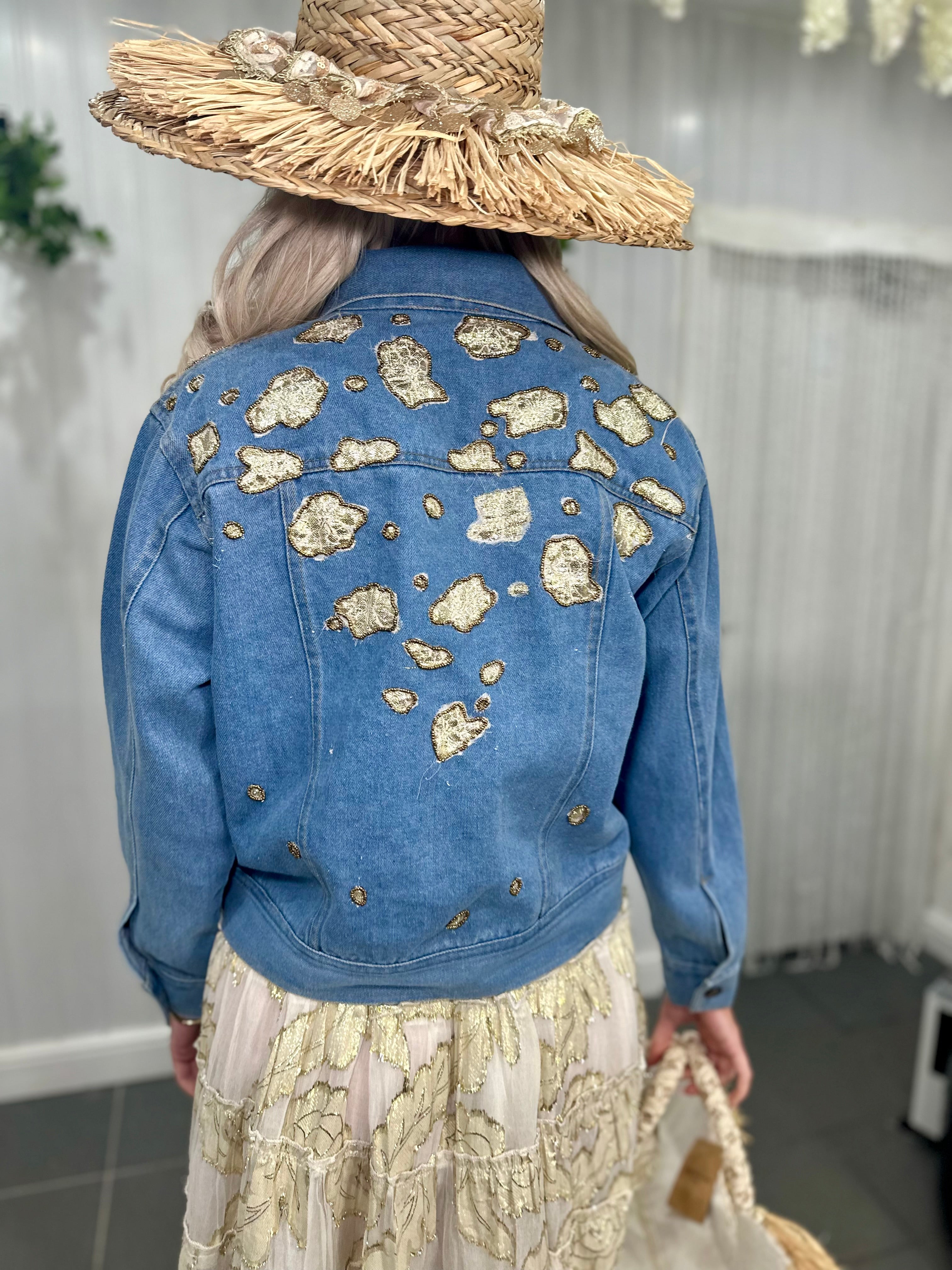 Denim Gold Metallic Beaded Jacket