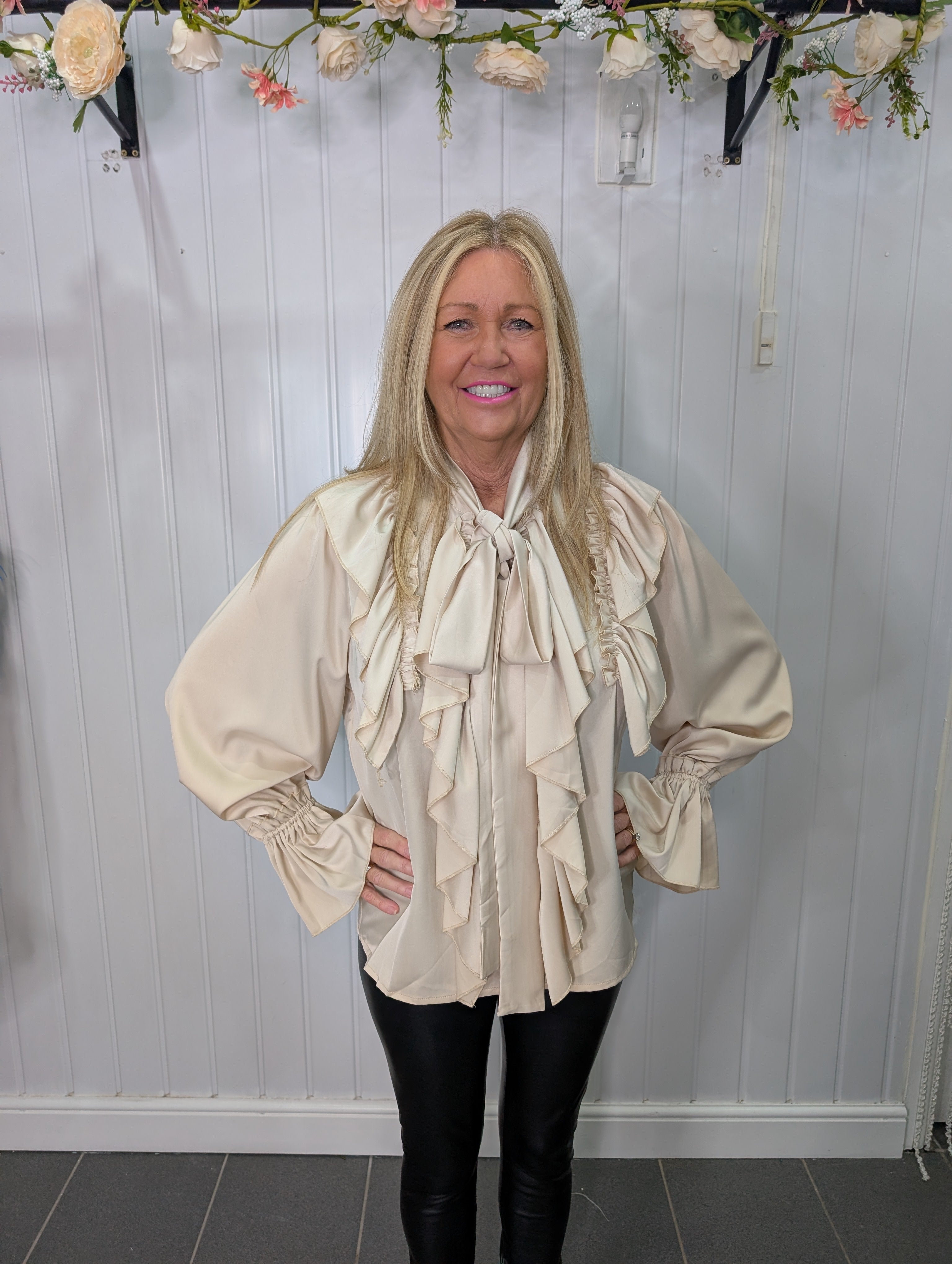 Beige Ruffle Frill Shirt