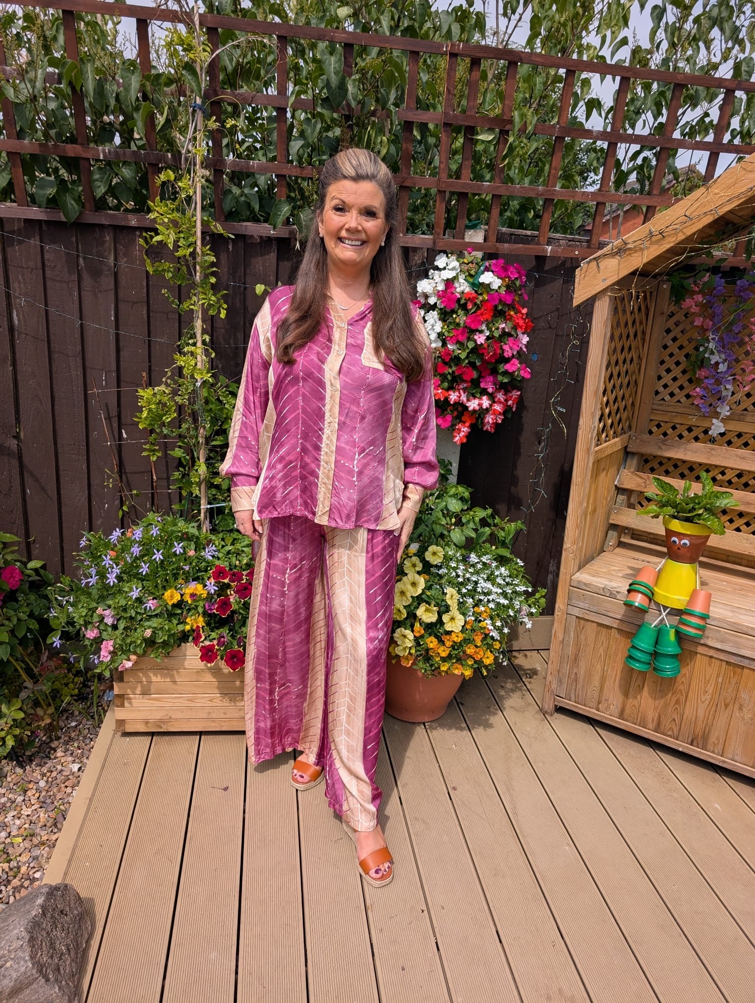 Purple And Beige Top and Pants