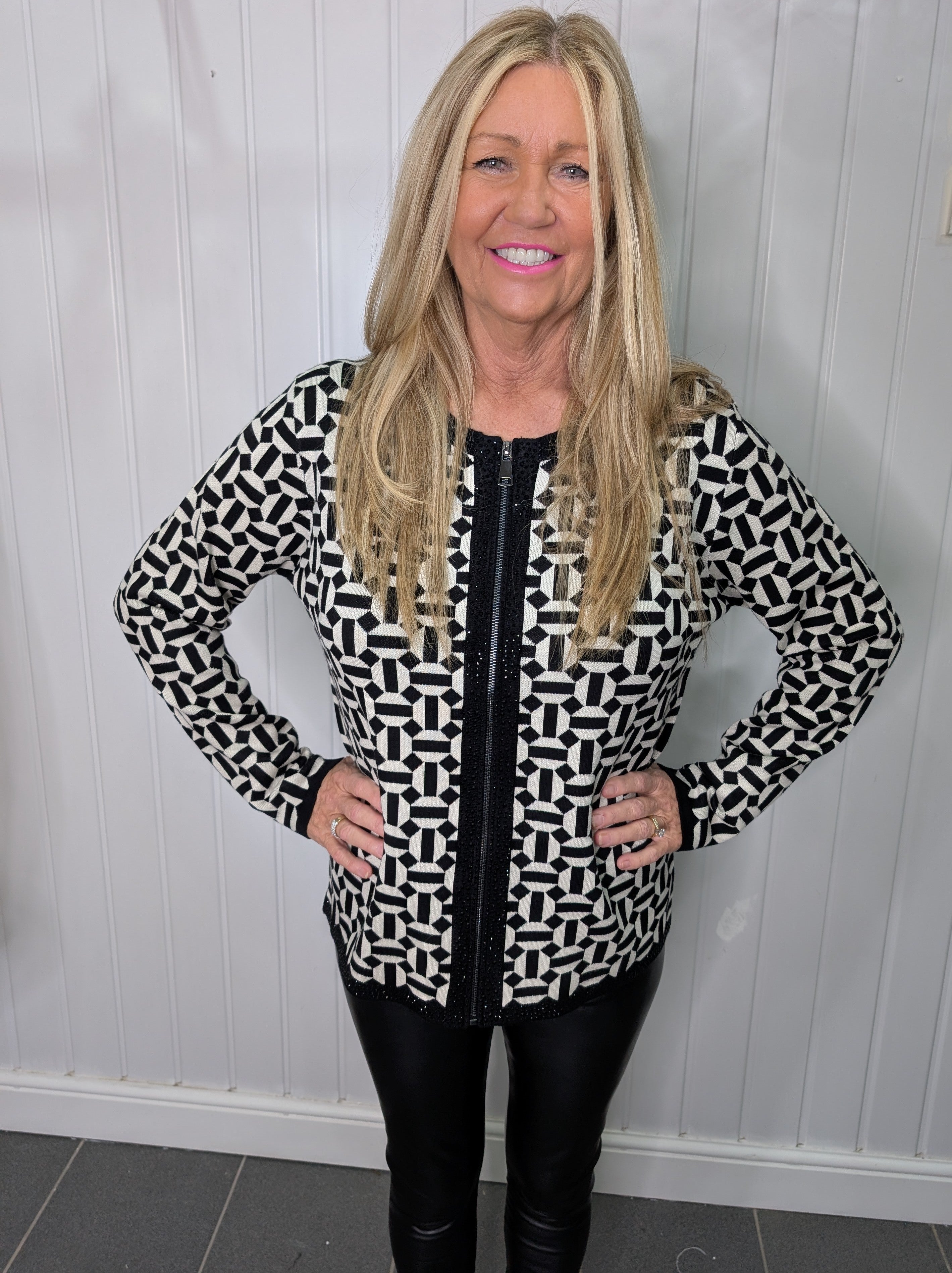 Black Monochrome Diamante Cardigan