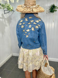 Load image into Gallery viewer, Denim Gold Metallic Beaded Jacket