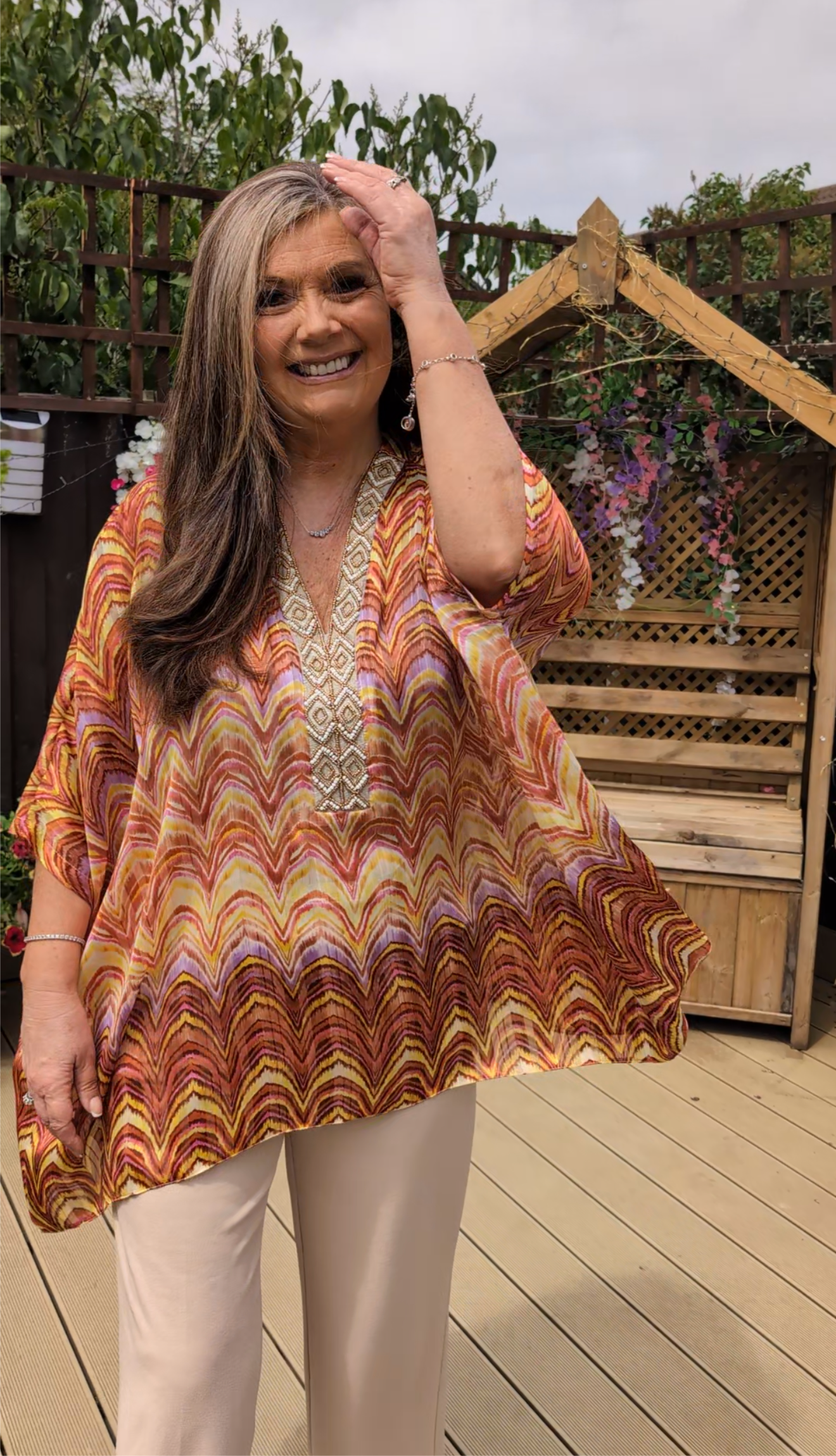 Jeff Gallano Orange Embellished Gold Thread Top