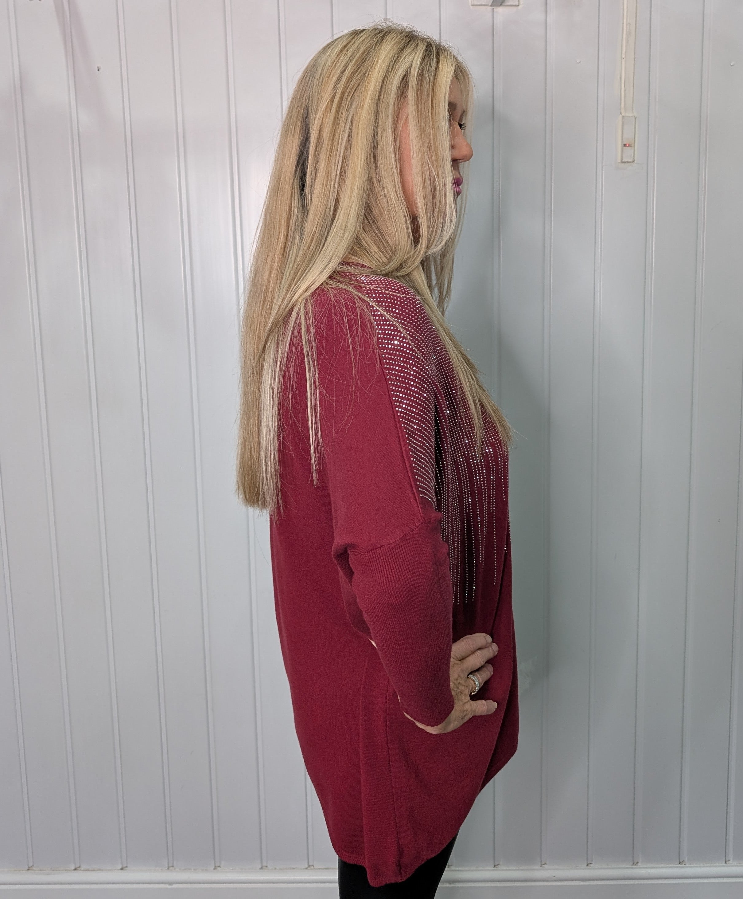Burgundy Diamante Jumper