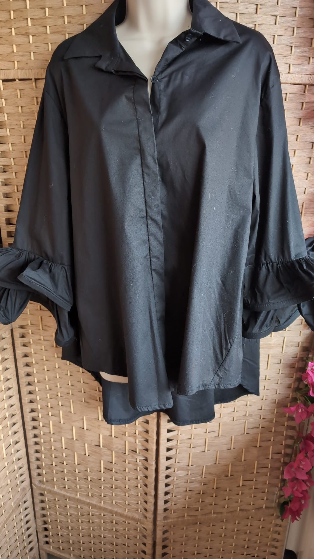 Black Frill Sleeve Shirt