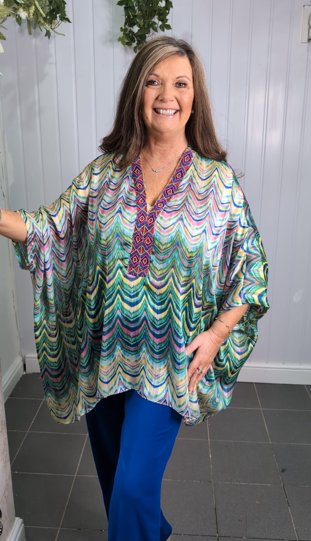 Jeff Gallano Green Embellished Gold Thread Top