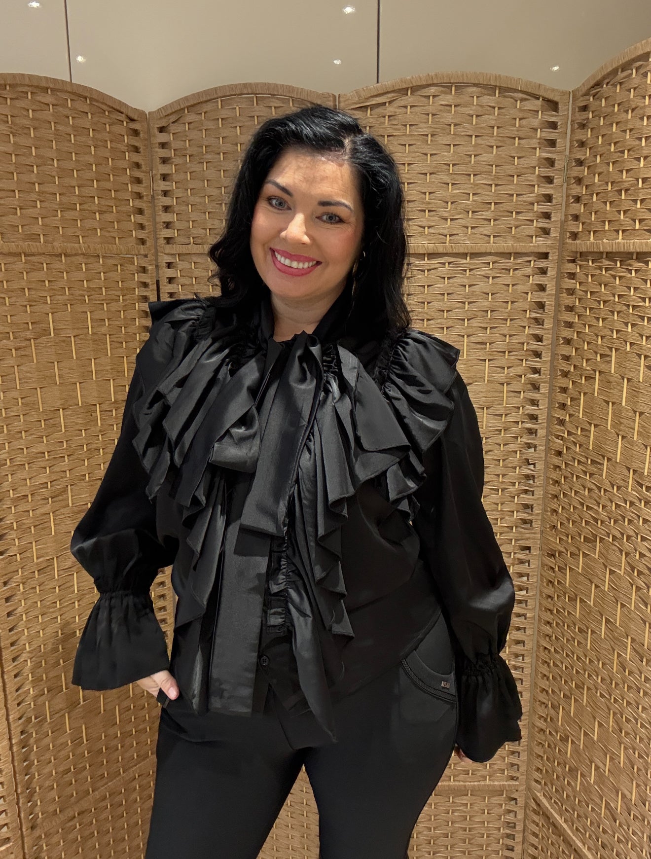 Black Ruffle Frill Shirt