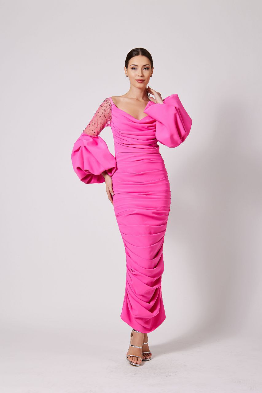 Pink Beaded Maxi Dress