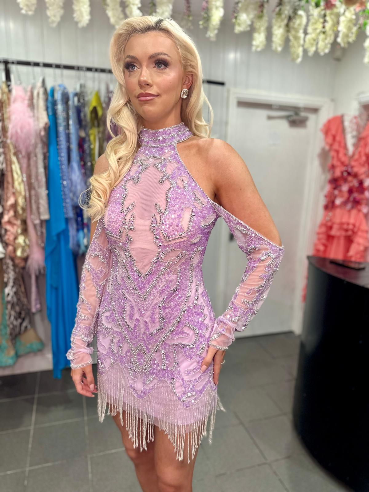 Diamond For Eden - Lilac Embellished Mini Dress