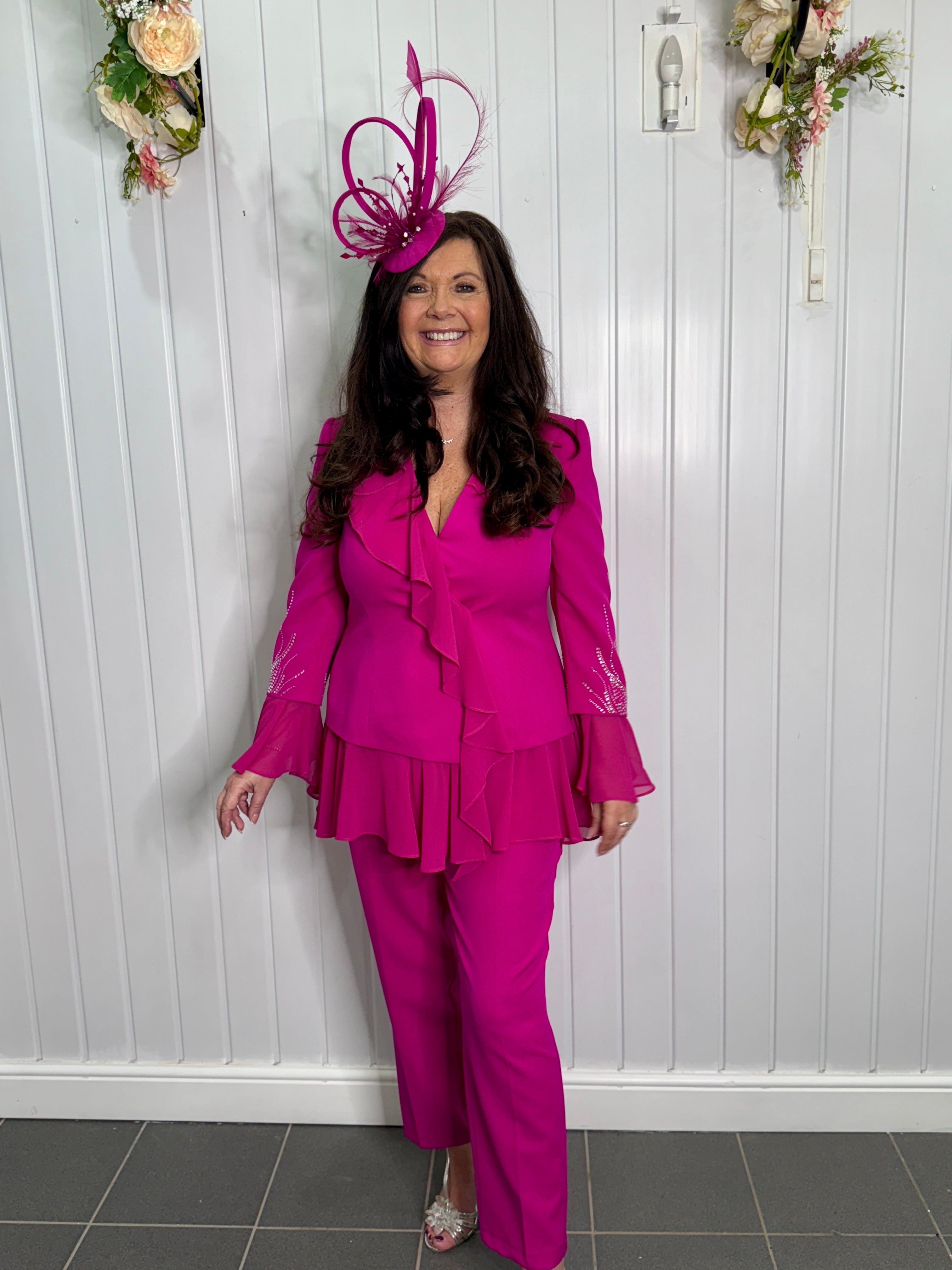 Pink Embellished Jacket and Pants