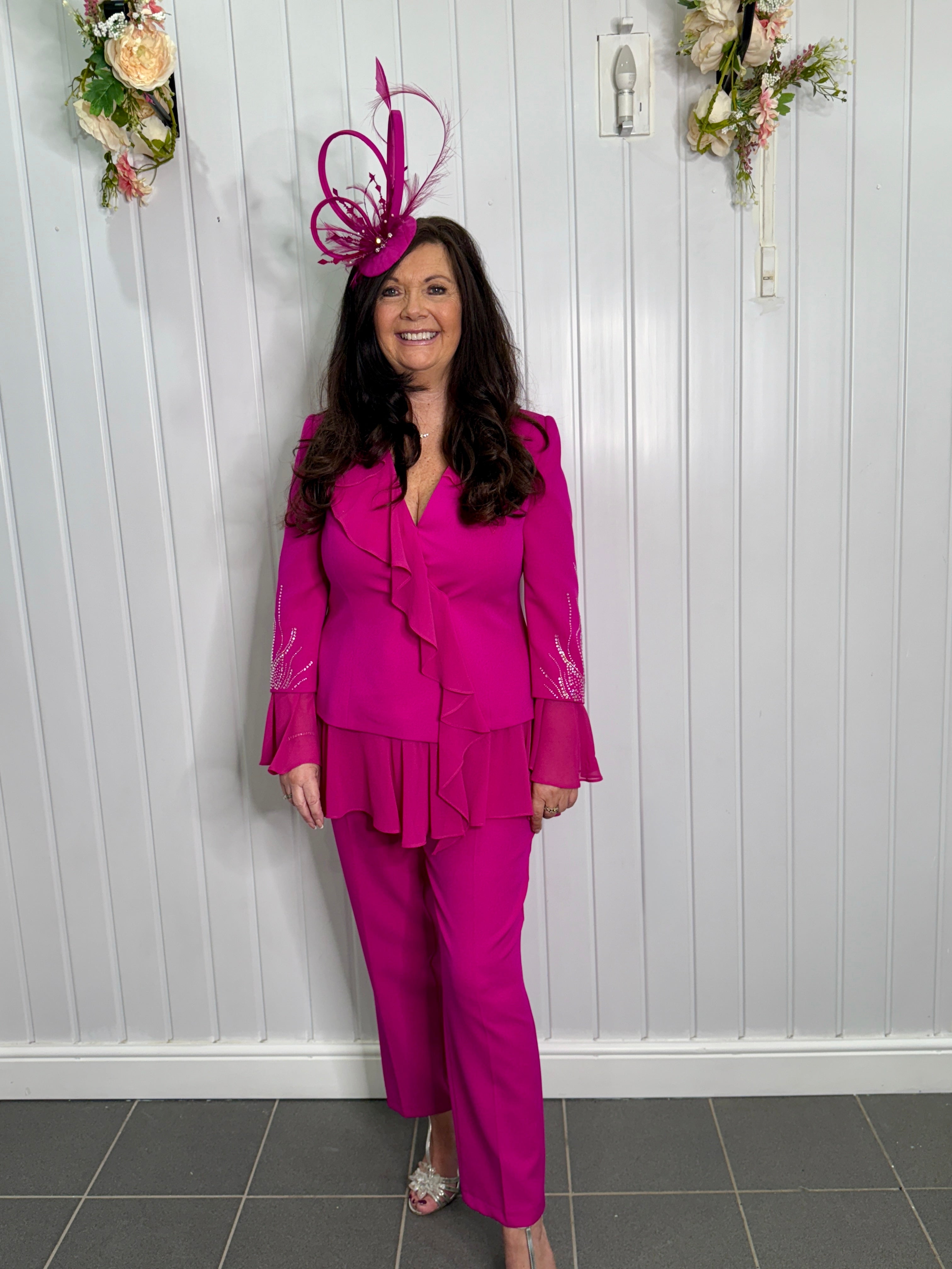 Pink Embellished Jacket and Pants