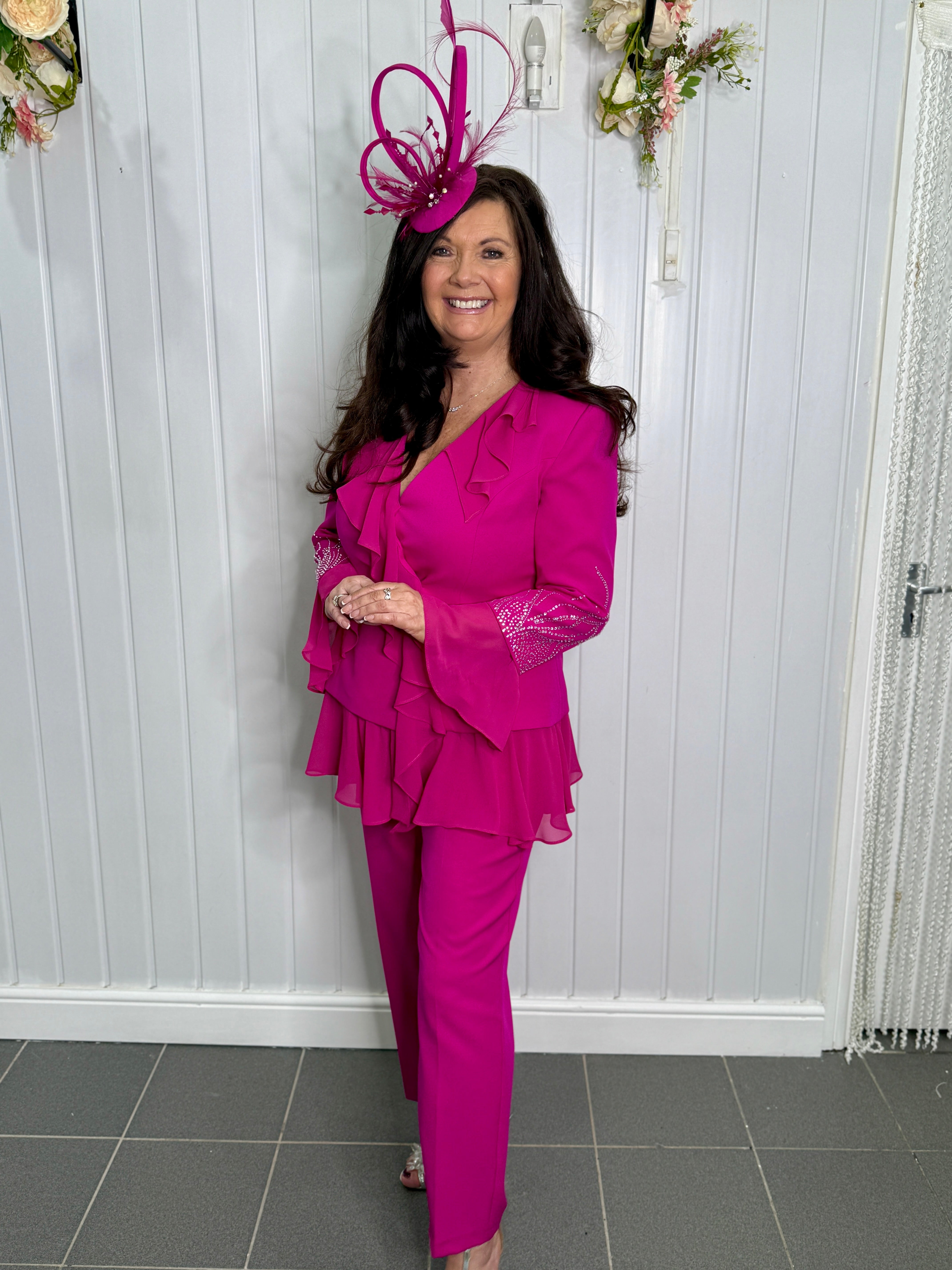 Pink Embellished Jacket and Pants