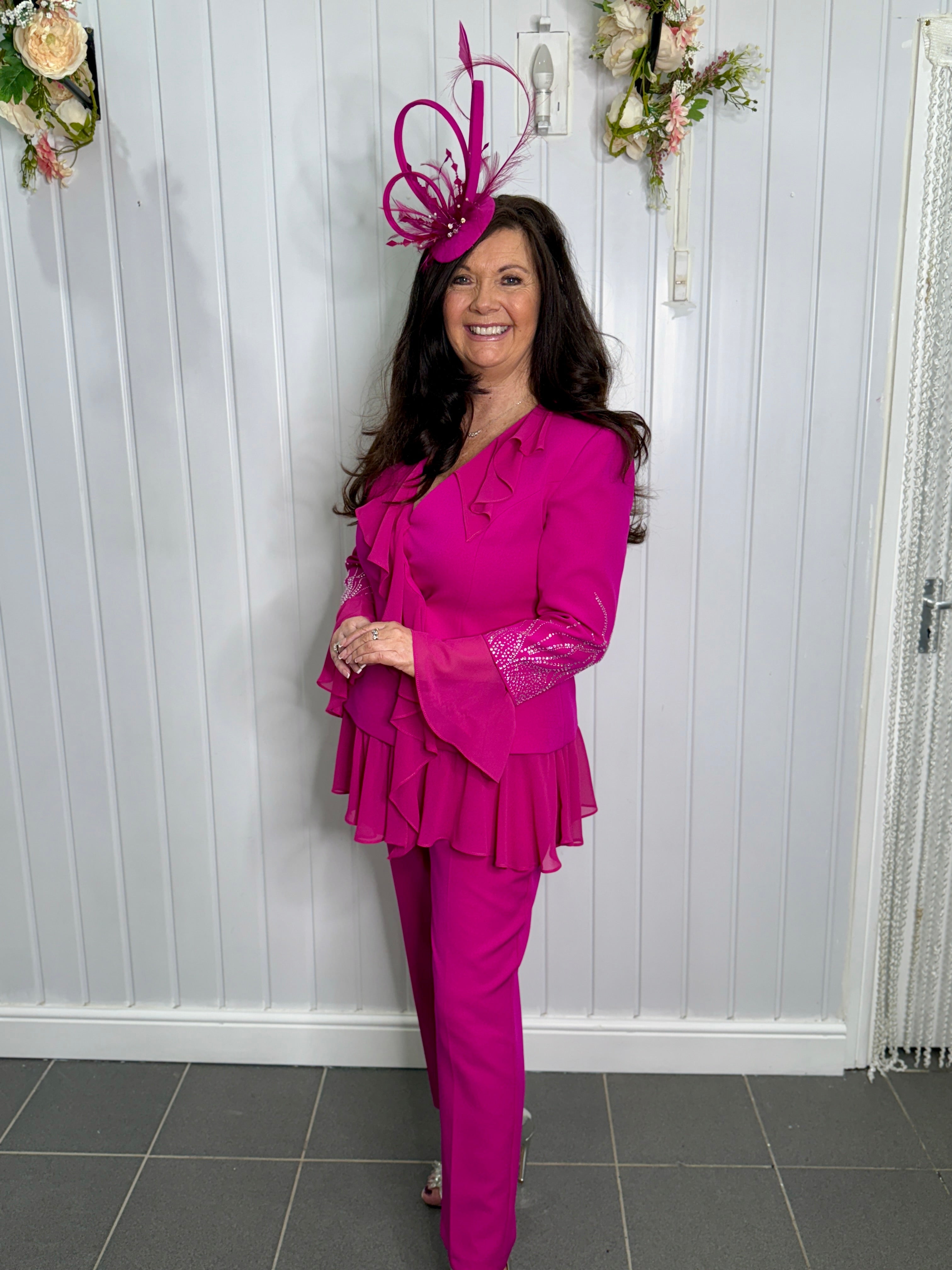 Pink Embellished Jacket and Pants