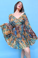 Animal Print Embellished Frill Sleeve Dress