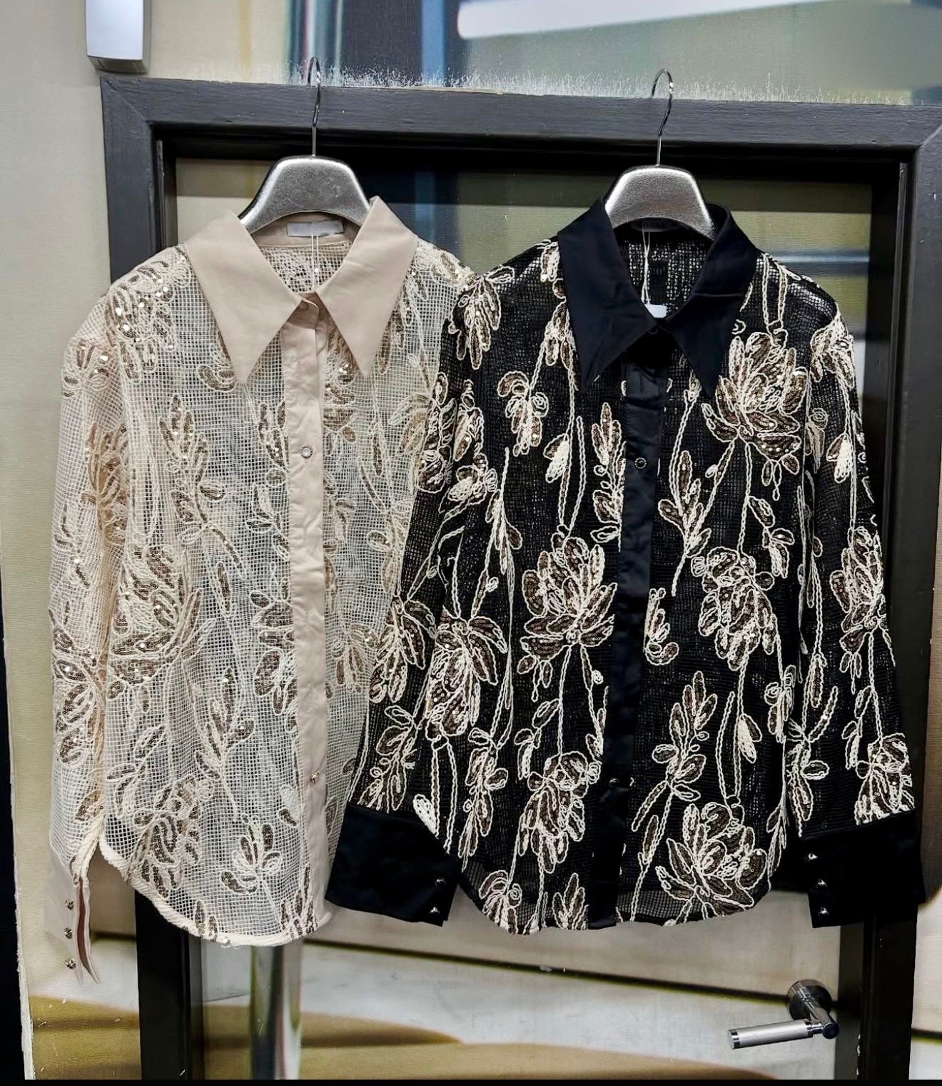 Black Embroidery Sequin Shirt