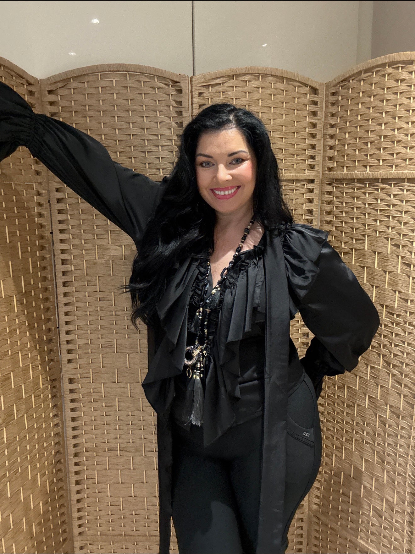 Black Ruffle Frill Shirt