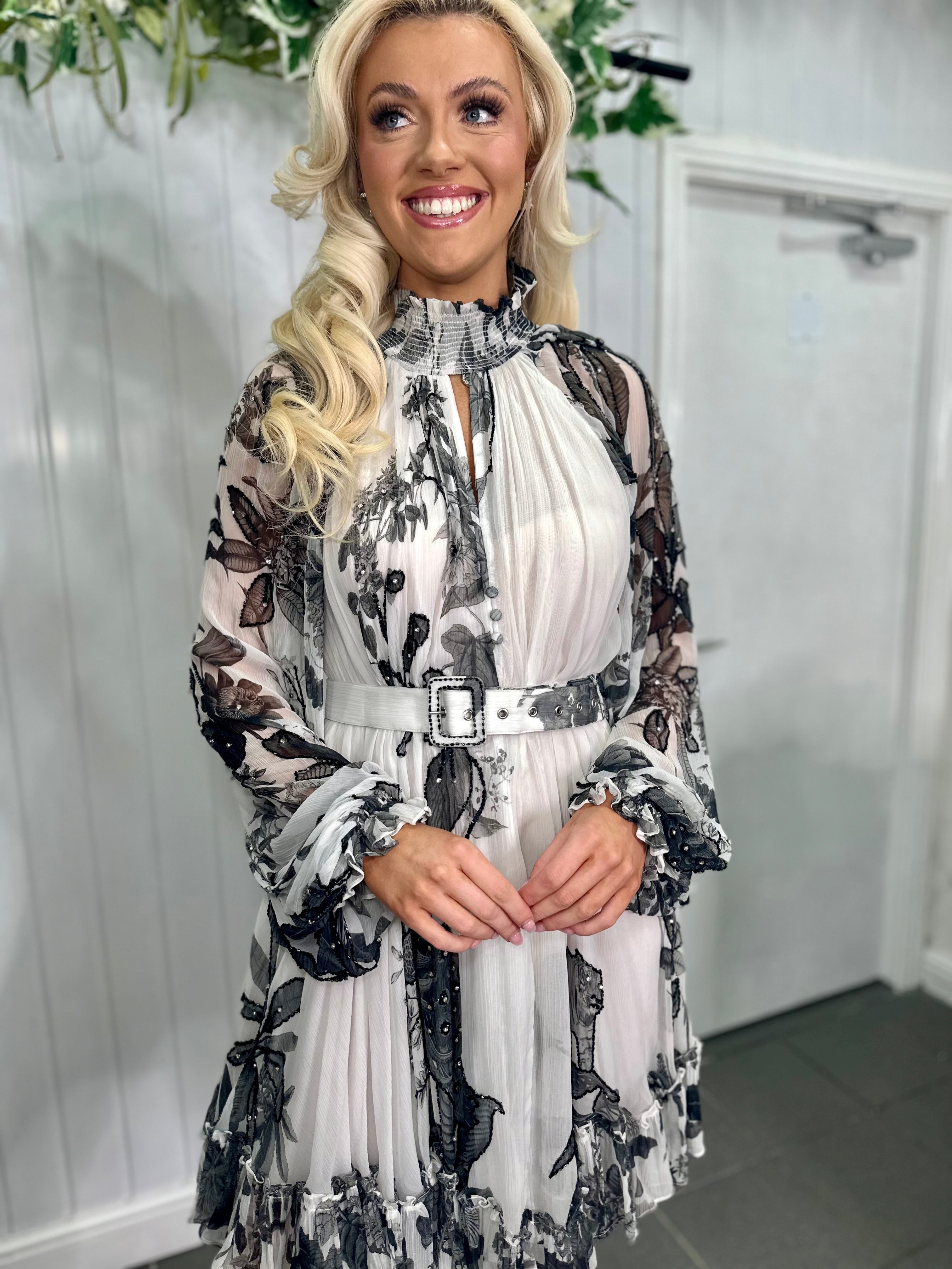 Diamond For Eden - Black and White Embellished Beaded Dress