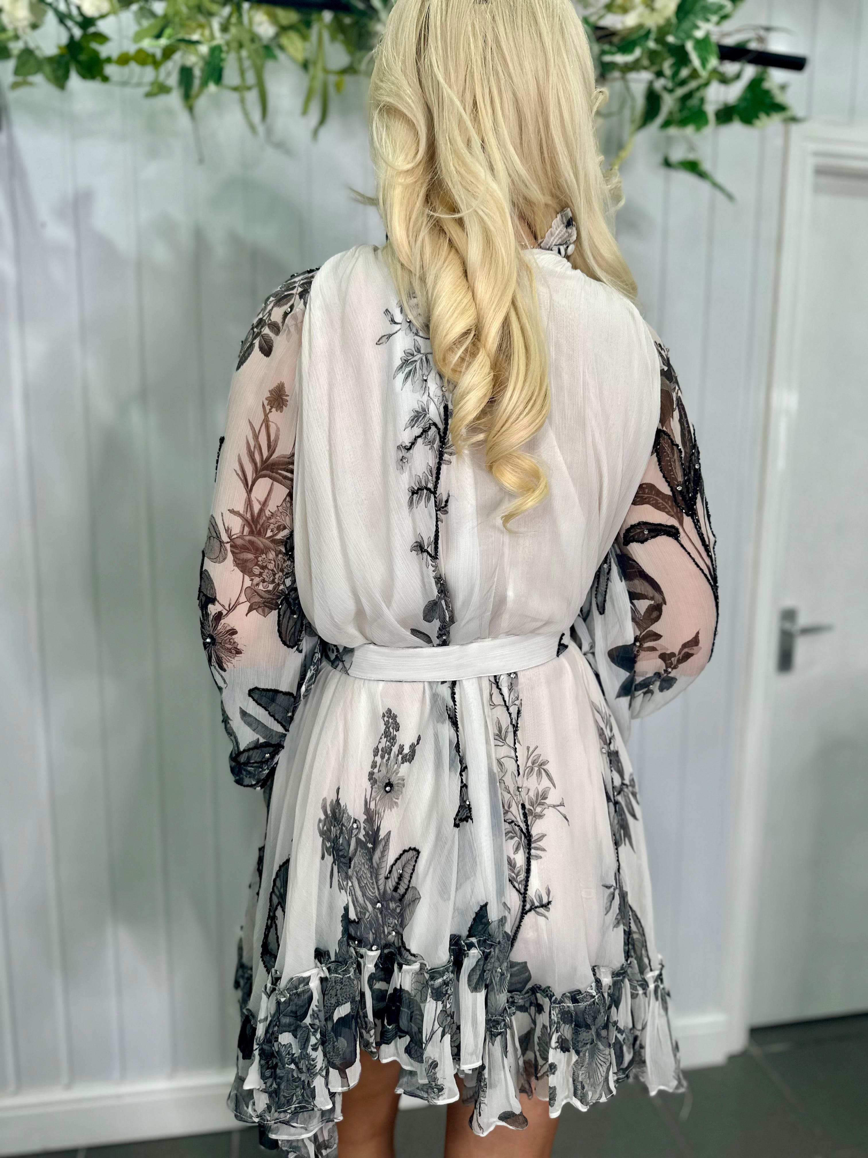 Diamond For Eden - Black and White Embellished Beaded Dress