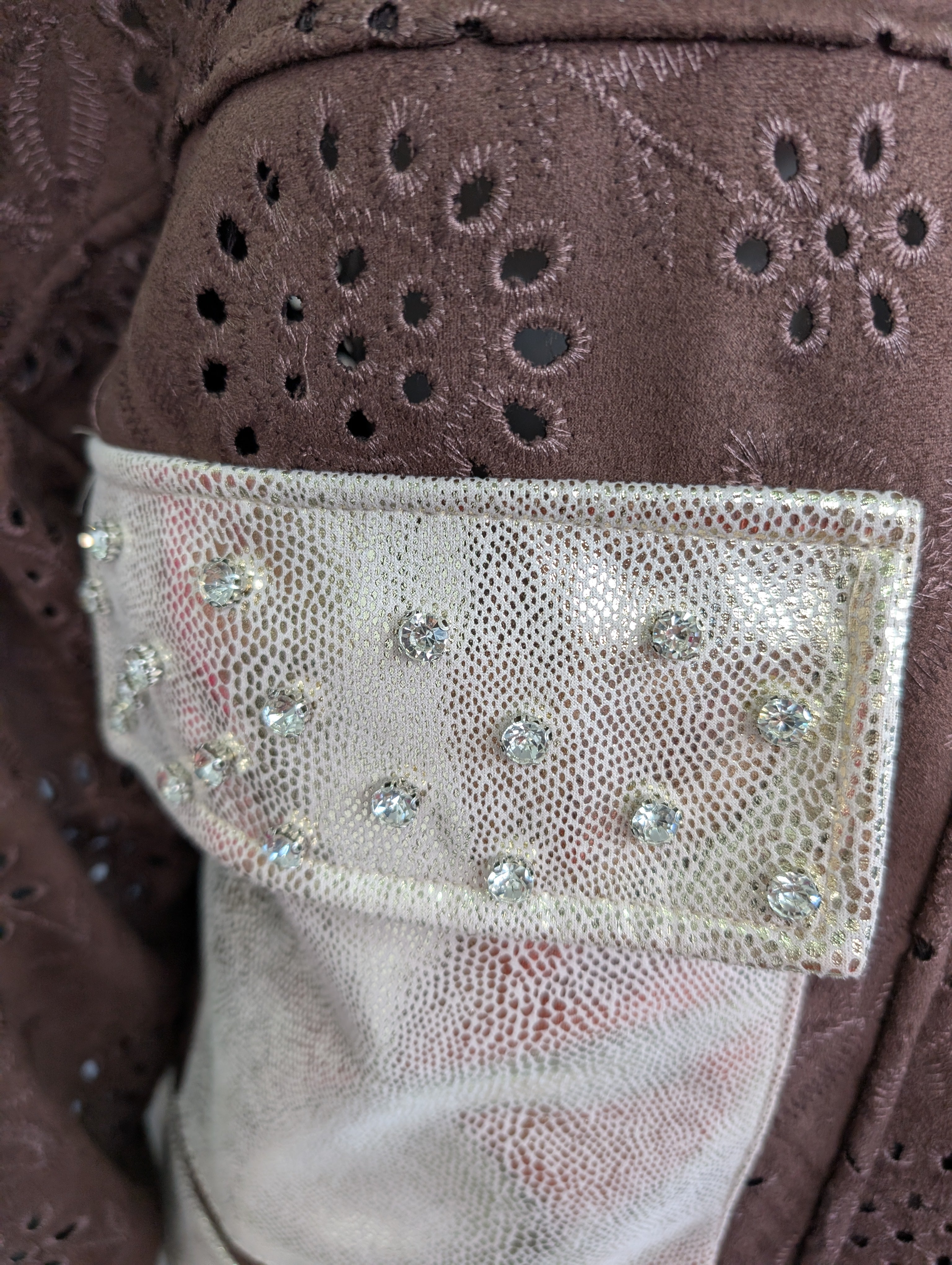 Chocolate Brown Suede Metallic Diamante Jacket