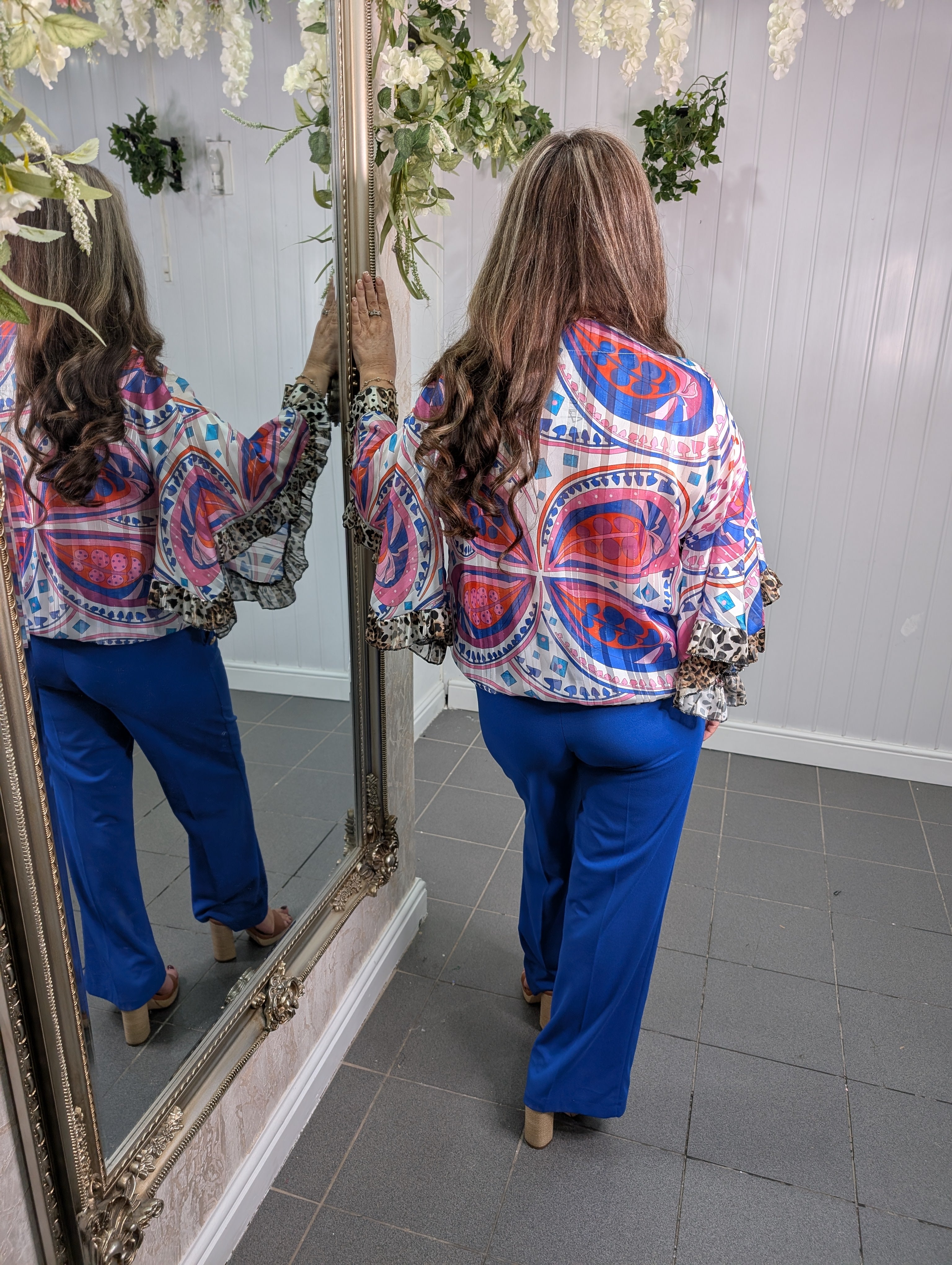 Jeff Gallano Purple Lepoard Gold Thread Top