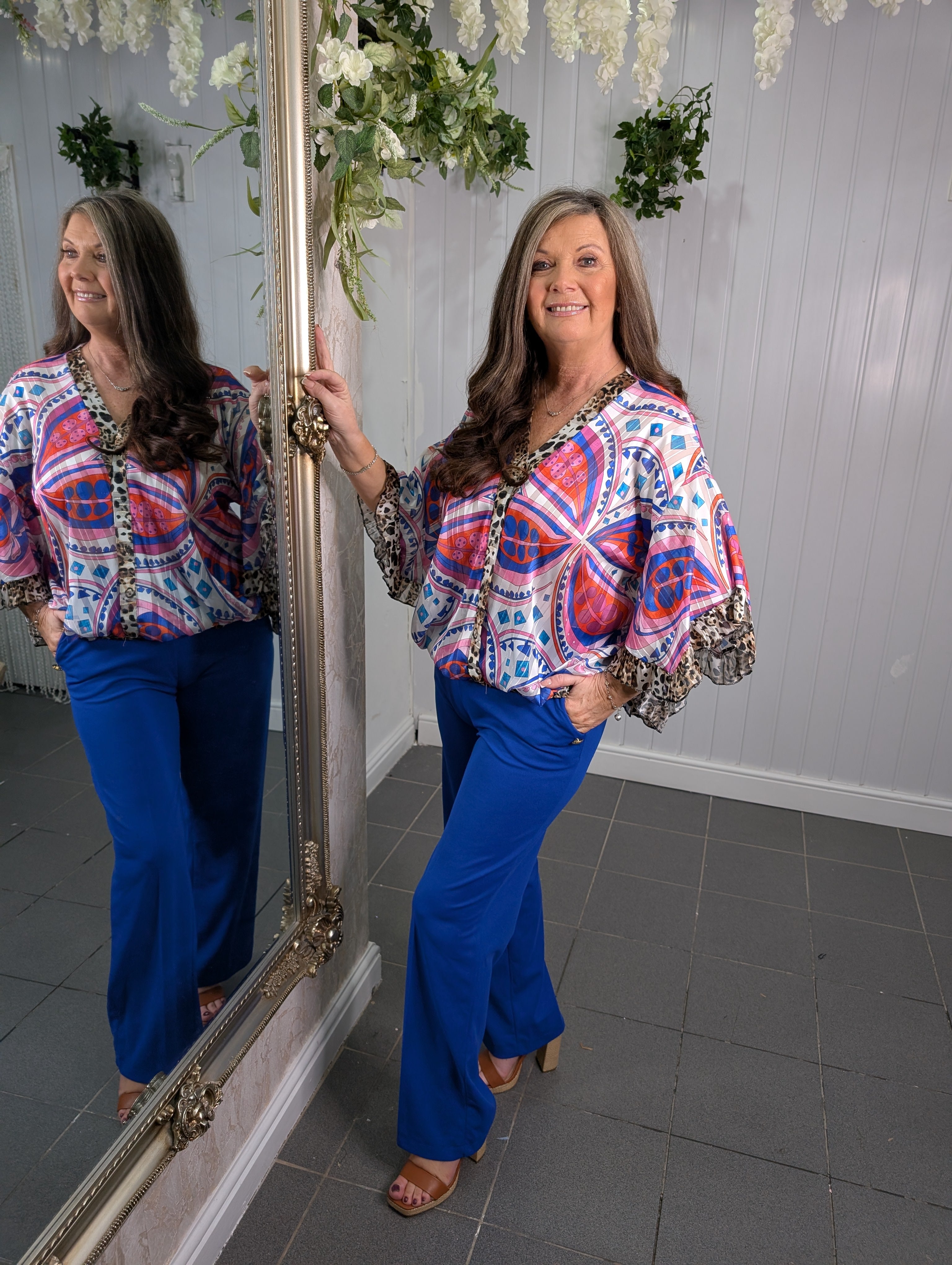 Jeff Gallano Purple Lepoard Gold Thread Top