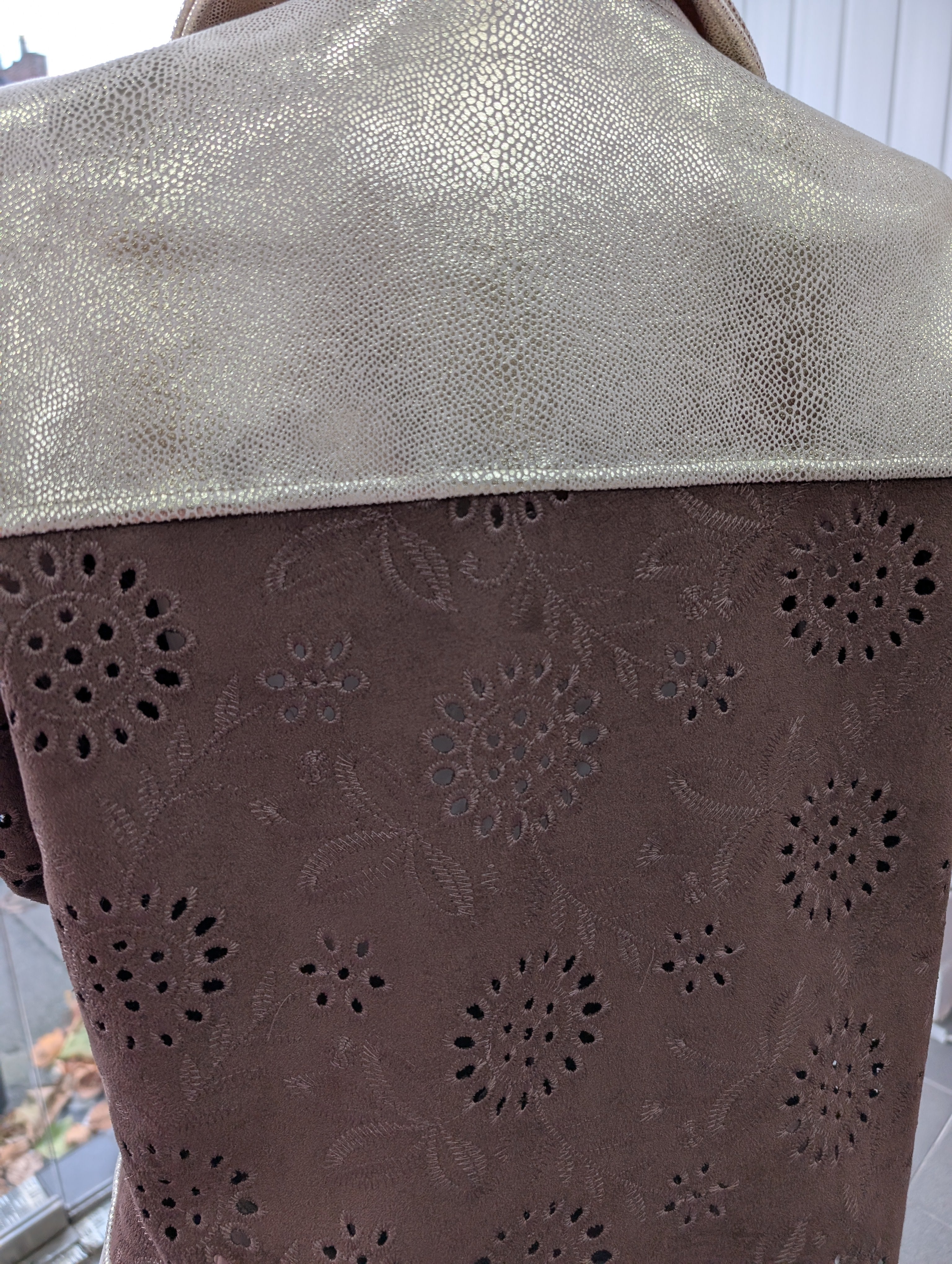 Chocolate Brown Suede Metallic Diamante Jacket