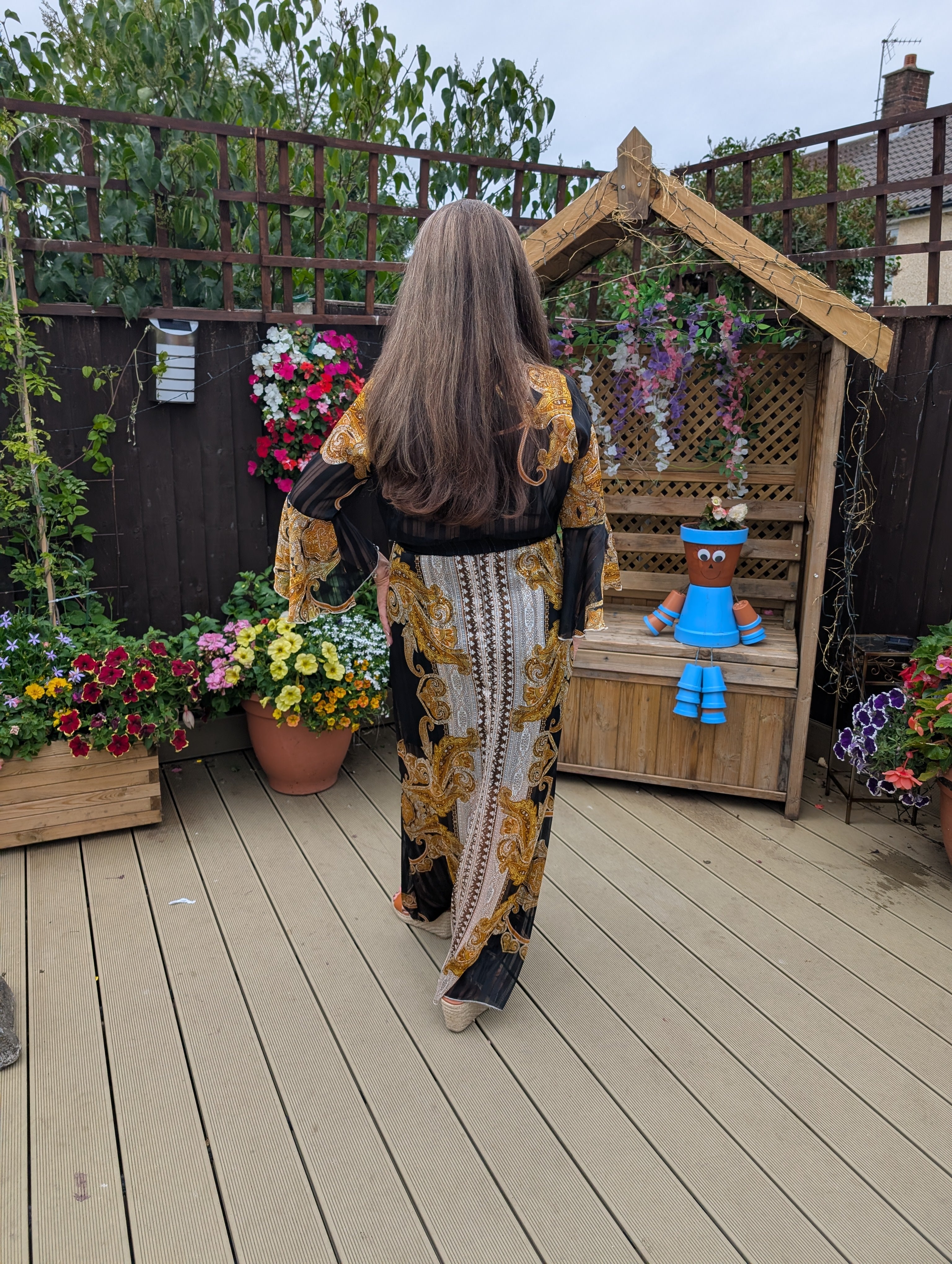 Troiska - Black and Gold Metallic thread Glitter Maxi Dress